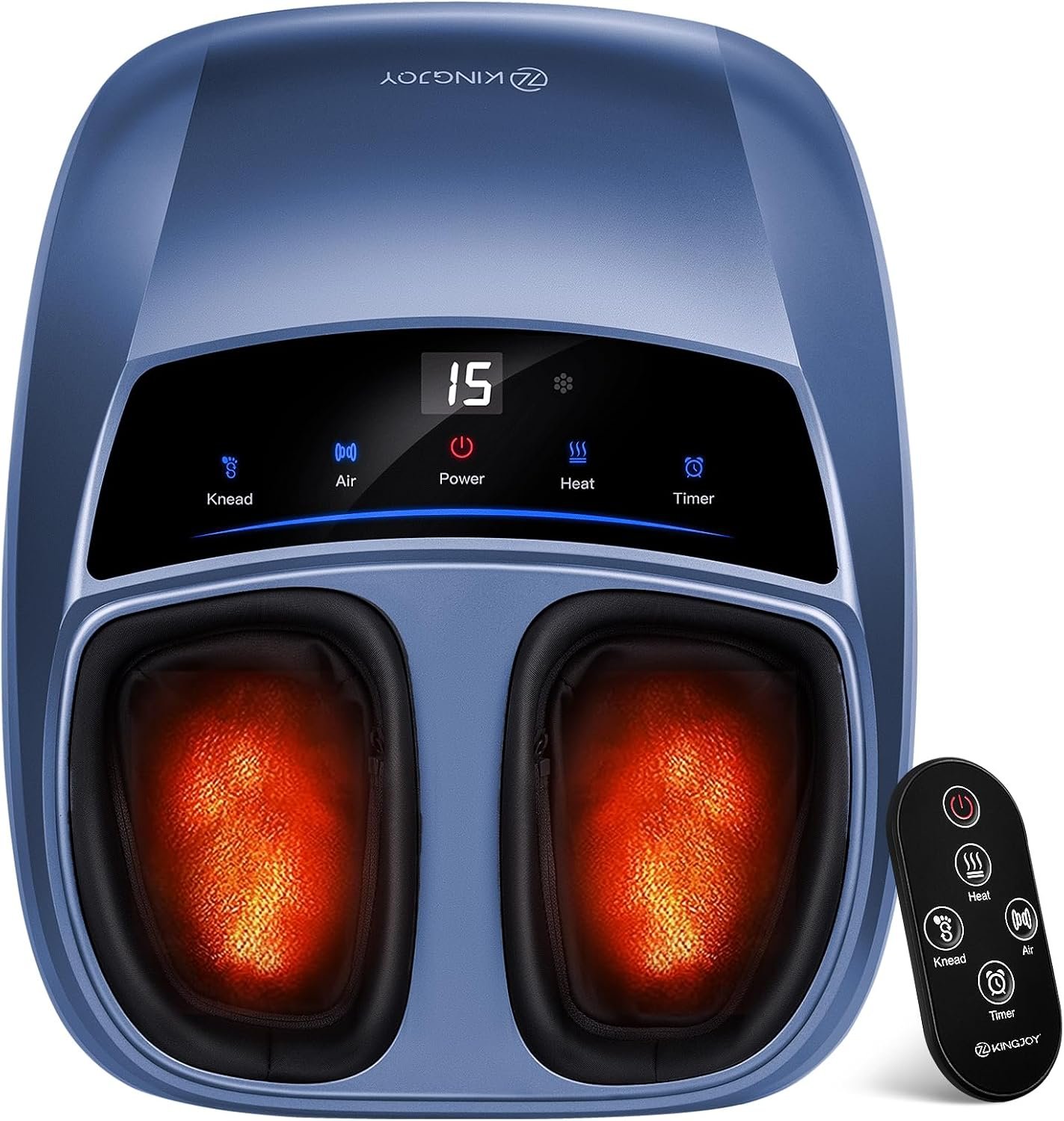 KINGJOY Foot Massager with Heat for Neuropathy and Plantar Fasciitis Relief | Deep Kneading FSA Eligible HSA Shiatsu feet massager, Multi-Level Modes, Remote Control, Self Care Gift for Mom Dad,Size 14