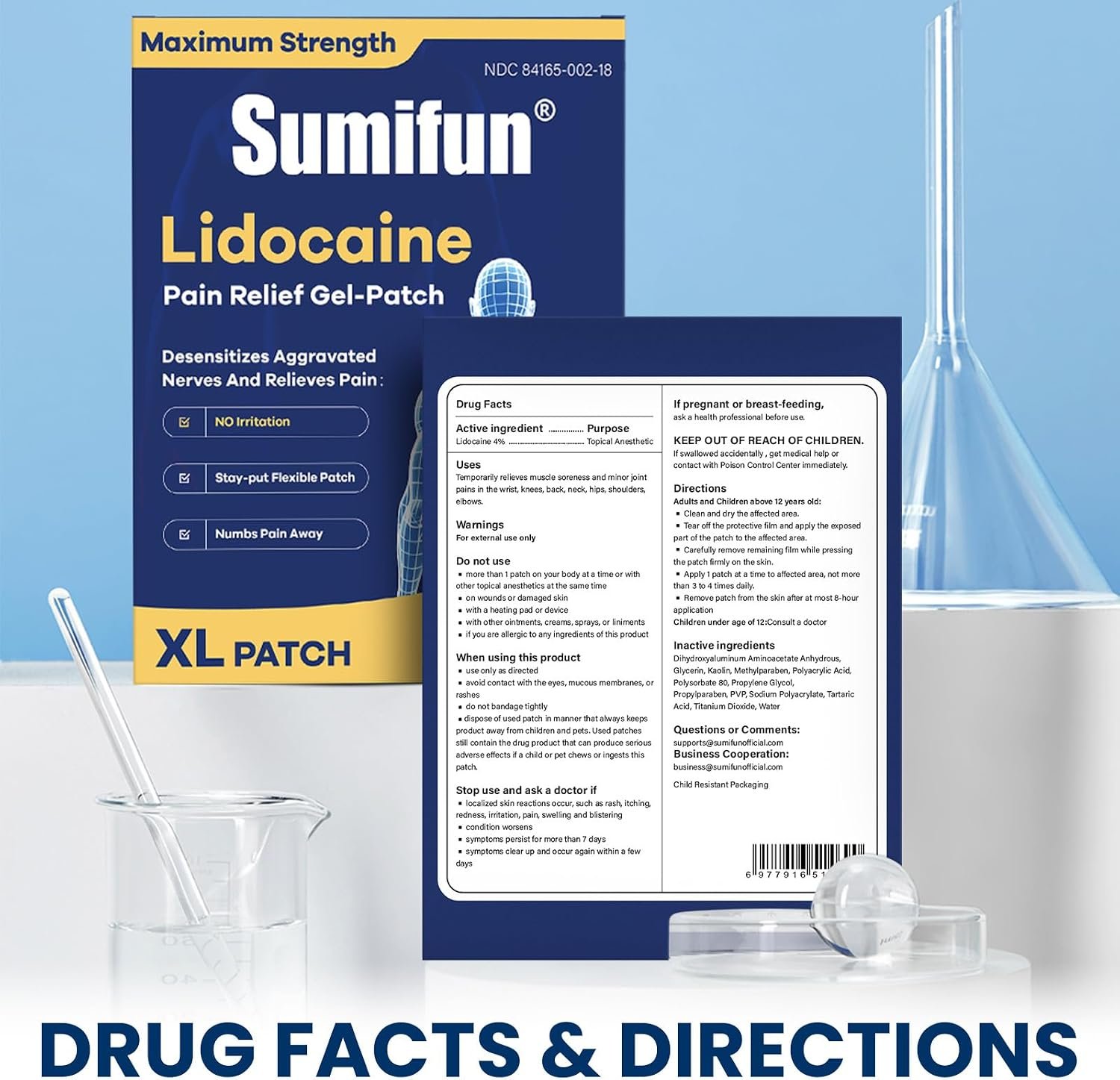 Sumifun 4% Lidocaine XL Pain Patches 18 Counts | Extra Large 4.72"x7.87" for Full Back & Thigh Coverage, Maximum Strength OTC Numbing, 8-Hour Medical Adhesion - Image 8
