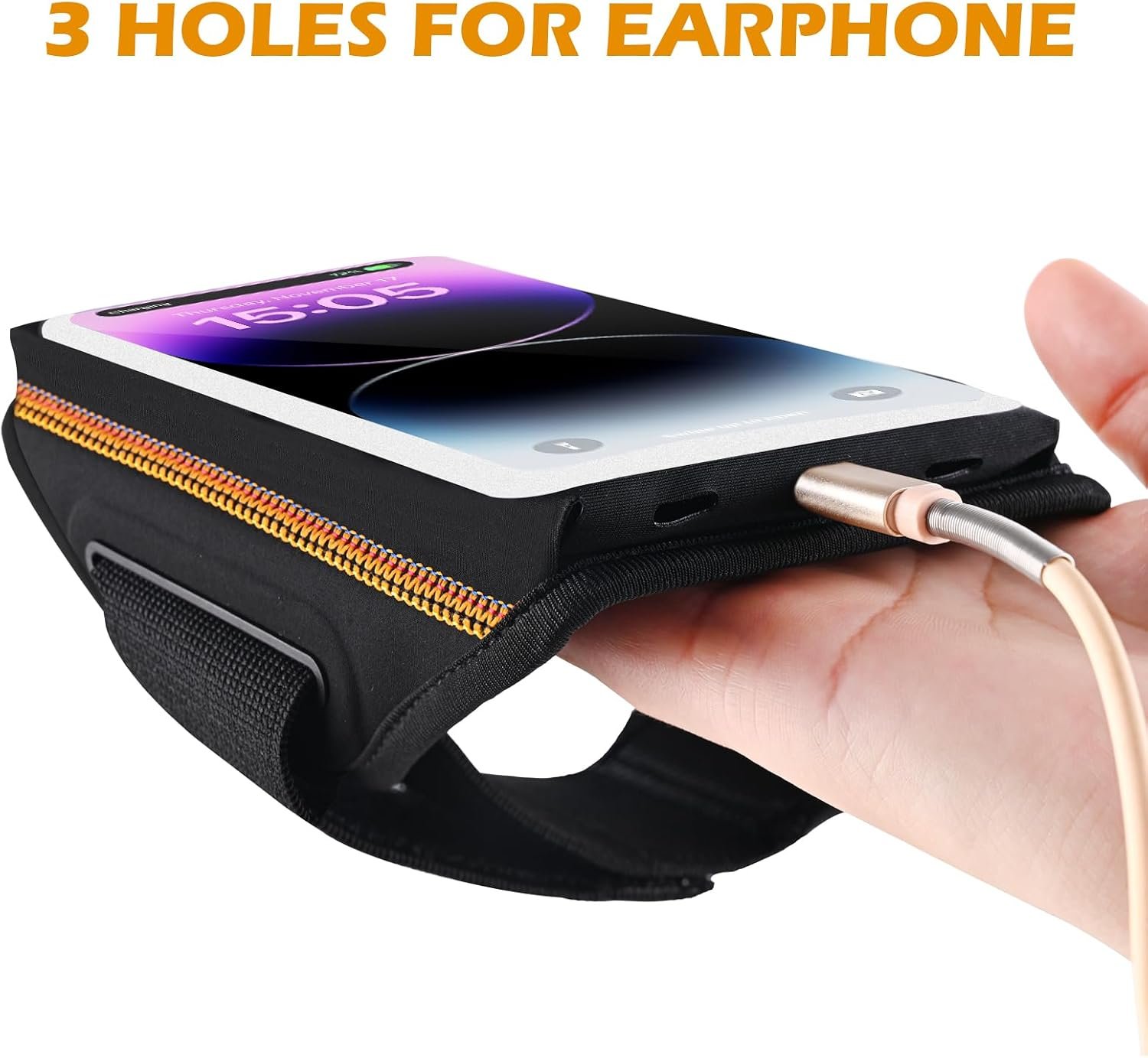 Running Armband with Earphone Bag Cell Phone Armband for iPhone 17 16 15 Pro 14 Plus 13 11 XR, Galaxy S24/S10 Water Resistant Sports Phone Holder Case & Zipper Slot Car Key Holder for 6.9 inch Phone - Image 7