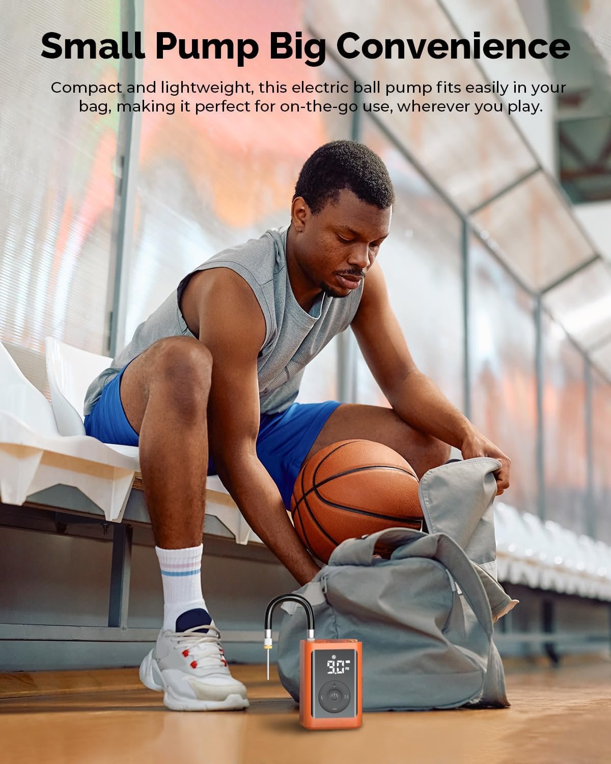 ETENWOLF P300 Plus Ball Pump, Electric Basketball Pump Inflation Deflation | with 3200 mAh Rechargeable Battery and 2 Needles, Air Pump for All Sports Balls - Image 3