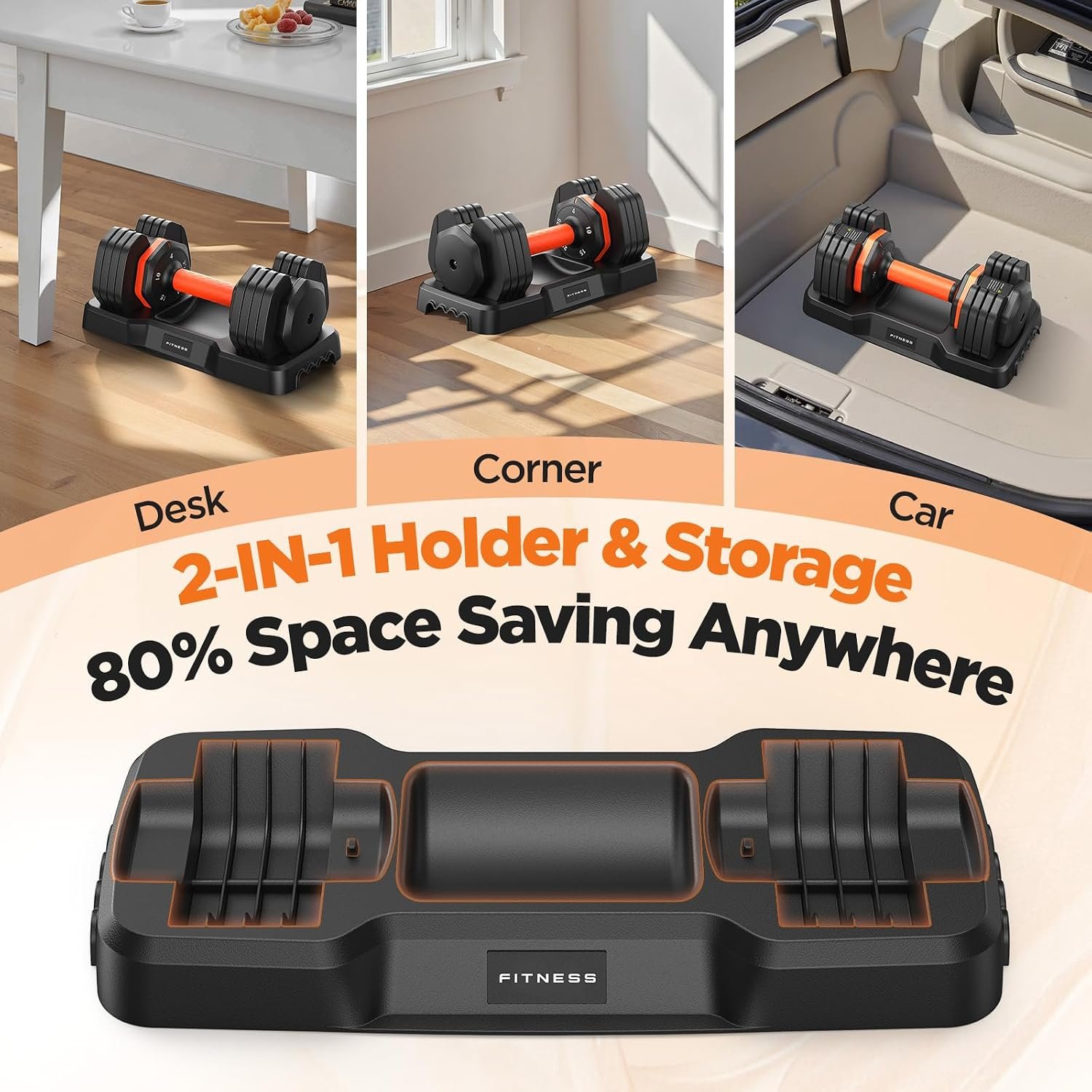 2026 FDB2 Updated Adjustable Dumbbell Set of 2, 5-in-1/10-in-1 Weights Dumbbell Set with Storage Box, 25lbs/55lbs Adjustable Weights with Anti-slip Silicone Grip, Weight Set For Home Gym Suit both Men and Women - Image 6