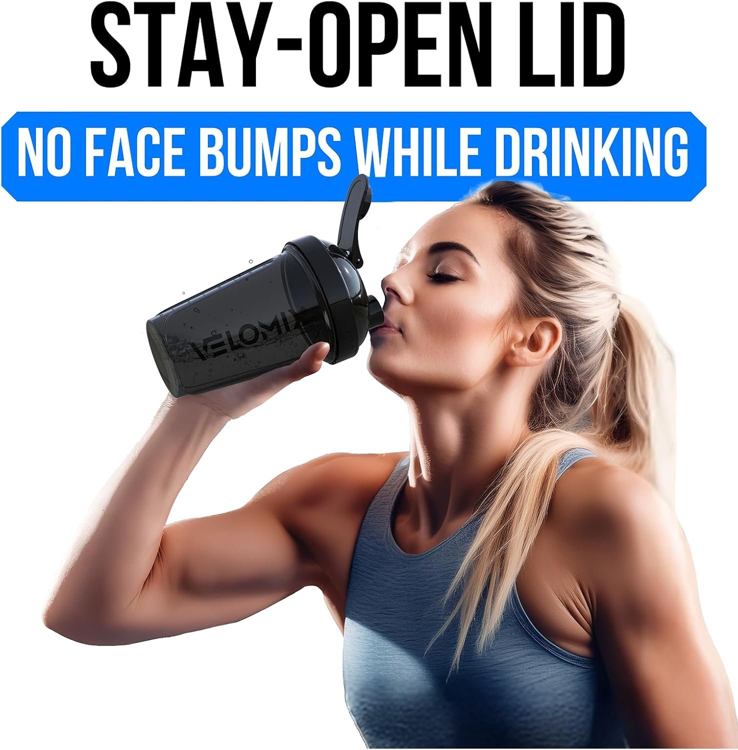 VELOMIX 2 Pack 20oz Protein Shaker Bottle for Protein Mixes, Black/Transpar | 2x Wire Whisk, Leak Proof Shaker Cups for Protein Shakes, Stackable, Dishwasher safe, BPA free, Pre Workout and Fitness ready - Image 7