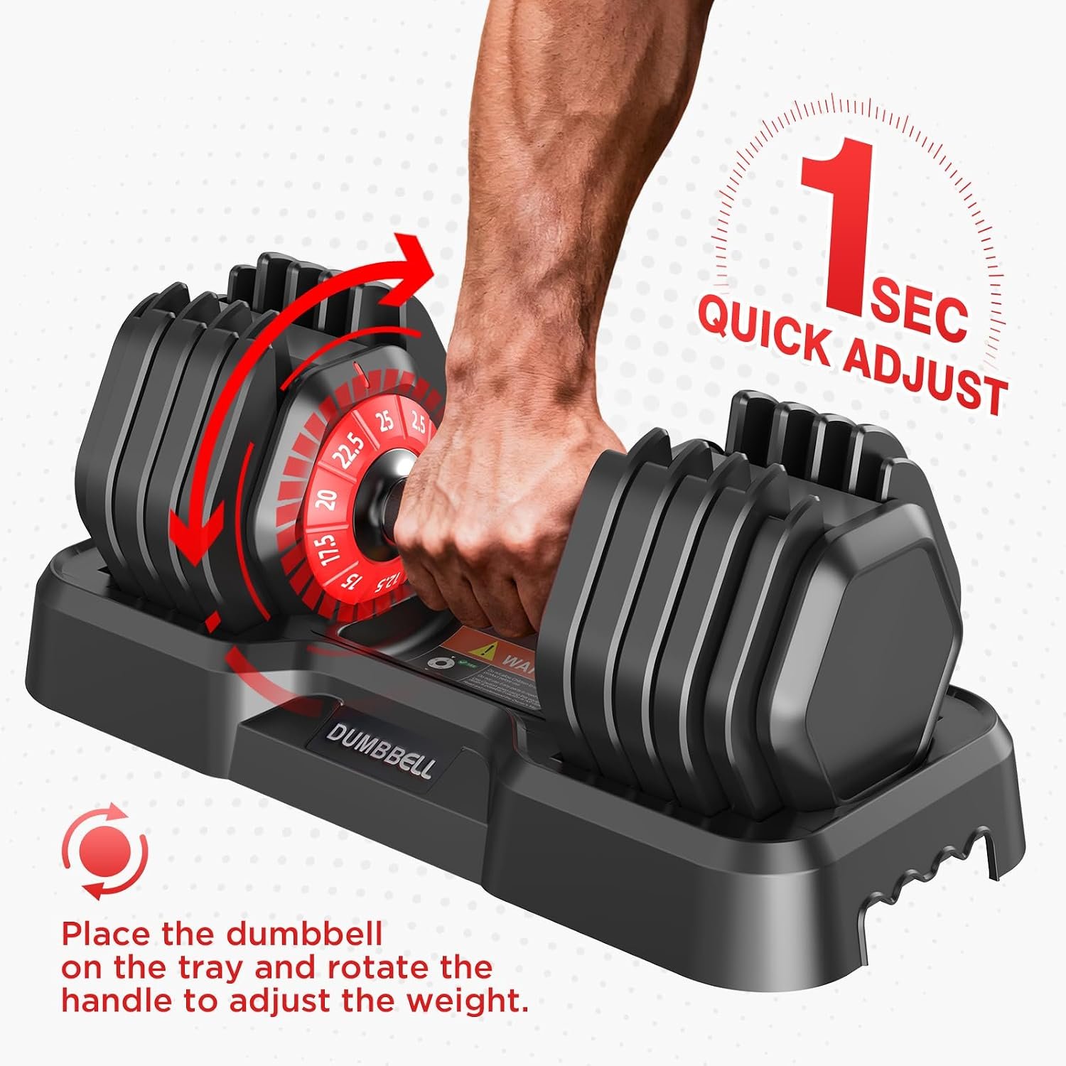 Adjustable Dumbbells Set All in One Free Weights Set for Home Gym | 25/26.5/52.5/55/85lbs Weights Dumbbells Set, 1 Sec Adjust Weights with Anti-Slip Handle for Home Fitness - Image 5
