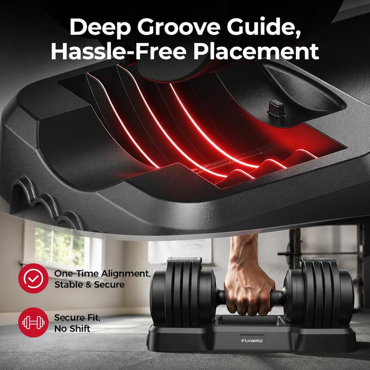 FLYBIRD DB2 Adjustable Dumbbell Set, 55LB/110LB Option, 5-in-1 Quick Adjustable Weights with Storage Box and Non-Slip Handle, Weight Set for Home Gym Exercise Fitness, Full Body Workout for Men & Women - Image 6