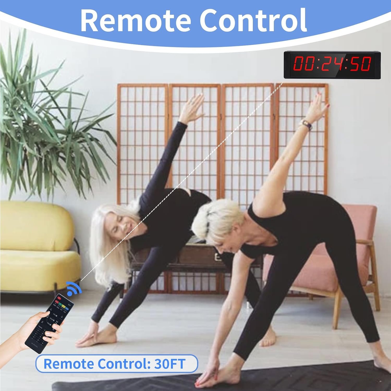 Large Stopwatch with Start/Stop Button, LED Digital Timer with Remote, Countdown Clock with Buzzer, Gym Clock for Home Gym, Interval Timer for Workout - Image 4