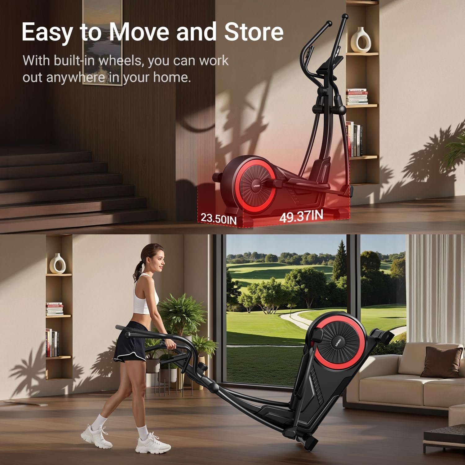 Elliptical Exercise Machine with 15.5''-17'' Stride & Heart Rate Grips,Ultra Silent Magnetic Elliptical Machine for Home with 16 Levels Resistance and LCD Monitor,400 LBS Weight Capacity - Image 9