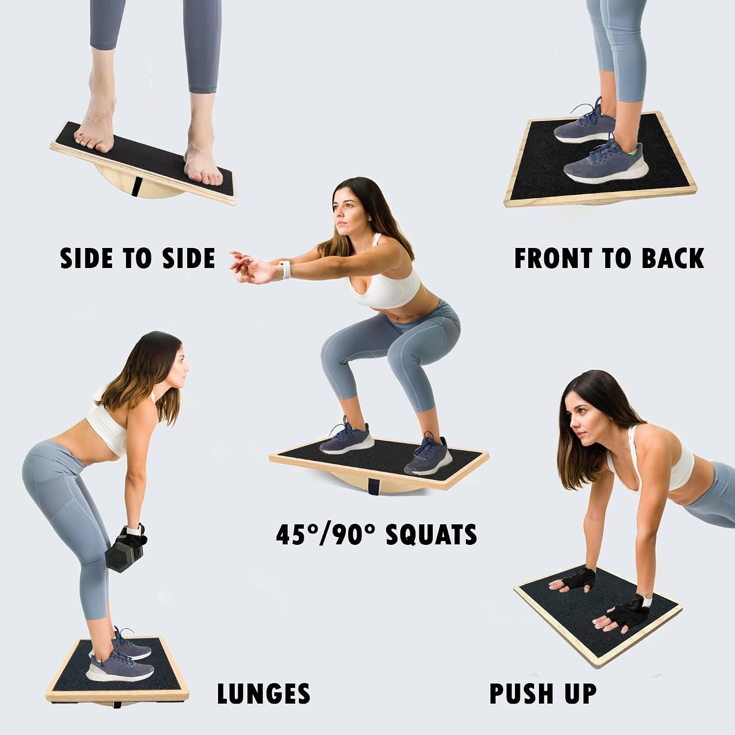 Balance Board Professional Wobble Board for Adults Anti-Slip for Physical Therapy Standing Desk Core Strength Wooden Rocker Board(350LBS) - Image 7