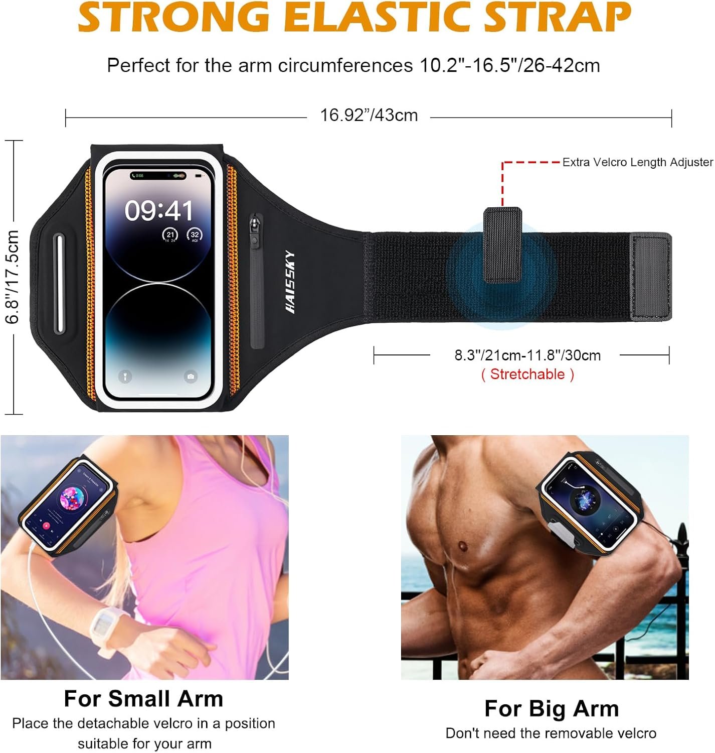 Running Armband with Earphone Bag Cell Phone Armband for iPhone 17 16 15 Pro 14 Plus 13 11 XR, Galaxy S24/S10 Water Resistant Sports Phone Holder Case & Zipper Slot Car Key Holder for 6.9 inch Phone - Image 5