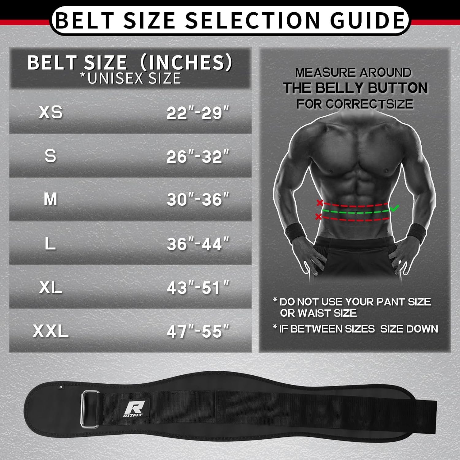 RitFit Weight Lifting Belt 6 Inch for Squats Deadlift Strength Training | Padded Lumbar Support, Self-Locking Gym Belt for Men & Women, Squats, Lunges, Deadlift, Thrusters - Image 3