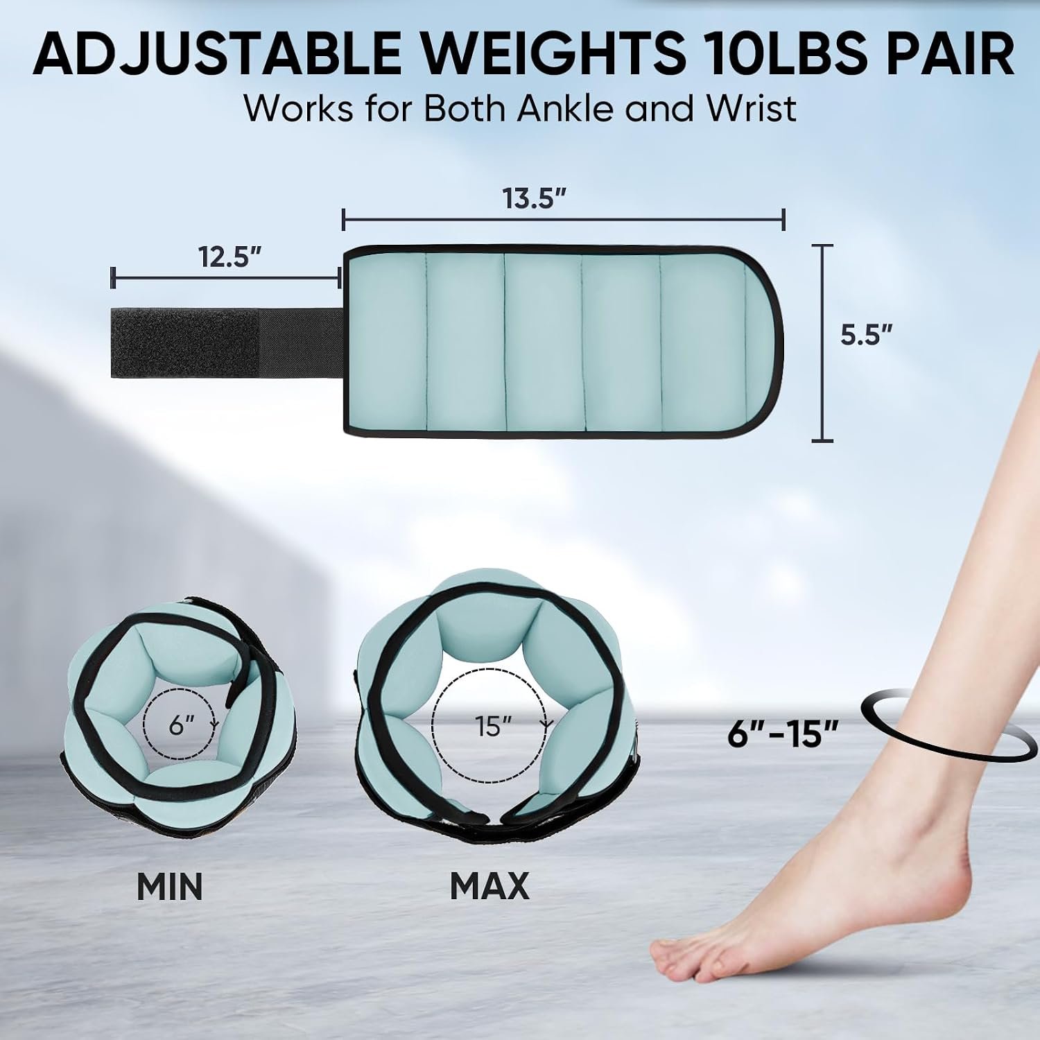 APEXUP Adjustable Ankle Weights for Women and Men, Modularized Leg Weight Straps for Yoga, Walking, Running, Aerobics, Gym, Physical Therapy - Image 2