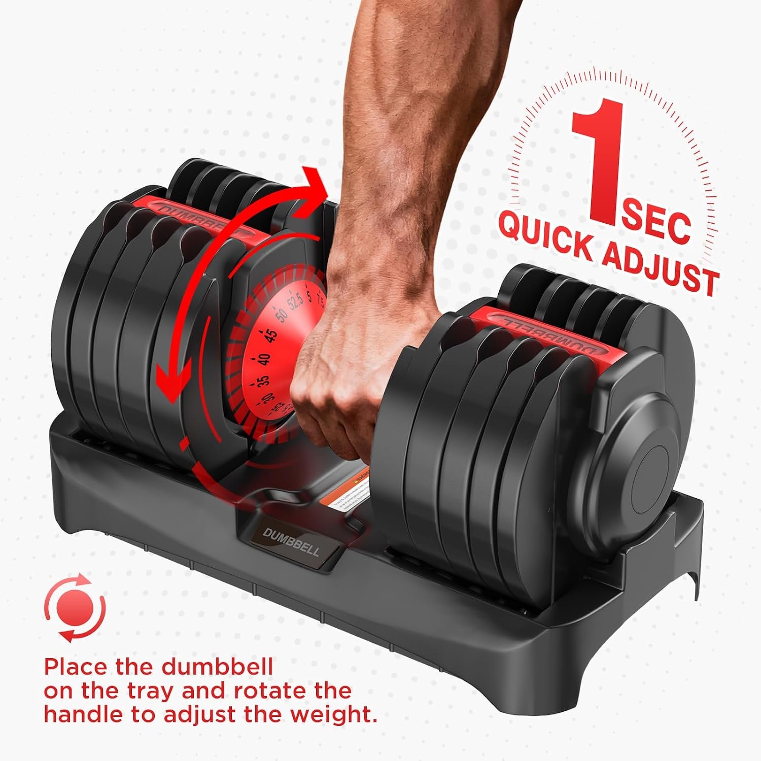 Adjustable Dumbbells Set All in One Free Weights Set for Home Gym | 25/26.5/52.5/55/85lbs Weights Dumbbells Set, 1 Sec Adjust Weights with Anti-Slip Handle for Home Fitness - Image 5