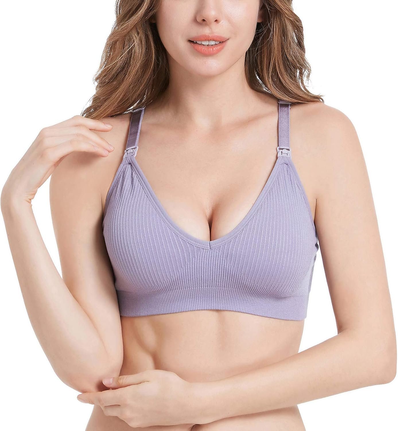 Suekaphin Nursing Bra 5pack Wireless V Neck Maternity Nursing Bra Bralette Low Cut Sleeping Breastfeeding with Extenders - Image 4