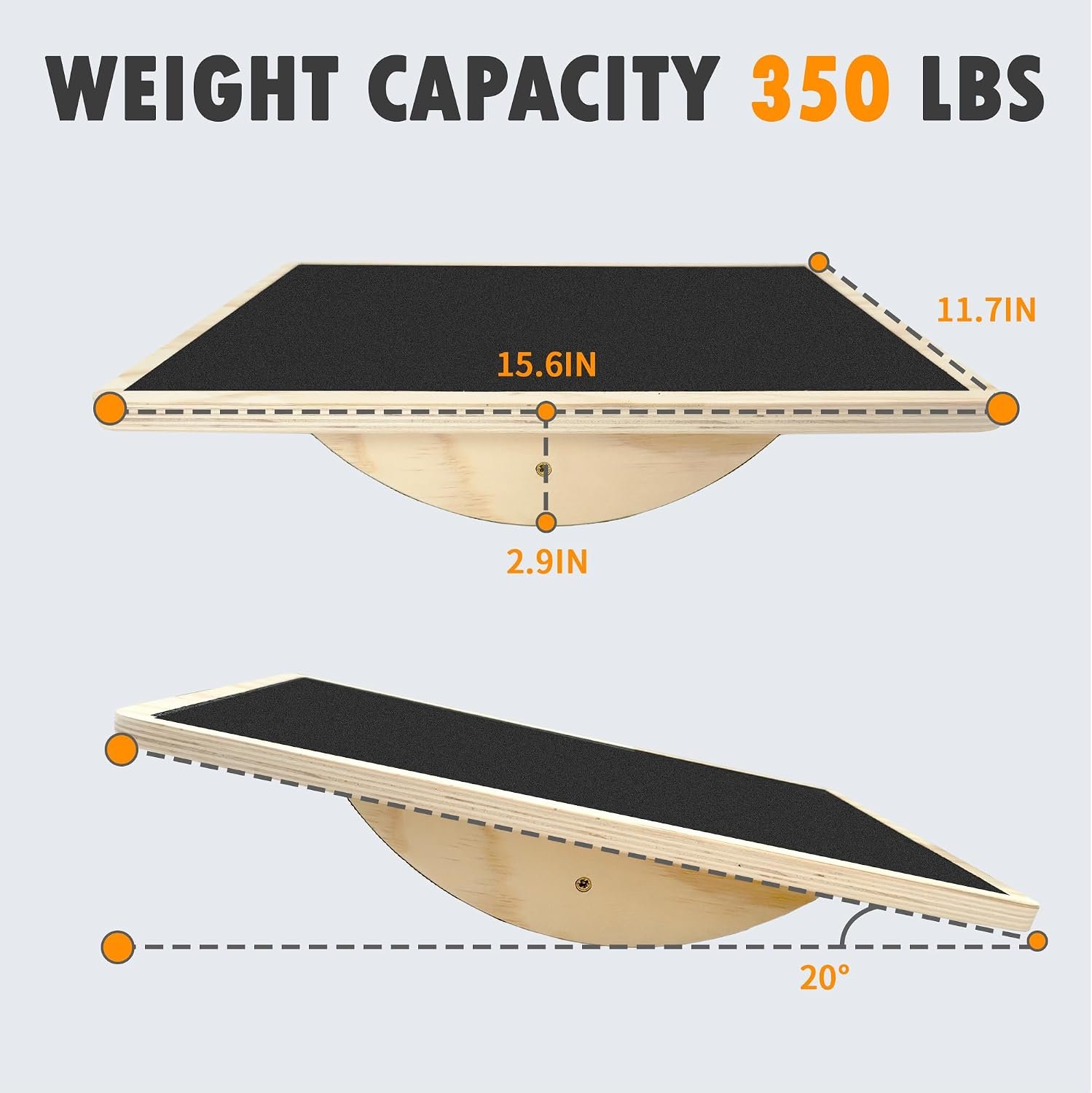 Balance Board Professional Wobble Board for Adults Anti-Slip for Physical Therapy Standing Desk Core Strength Wooden Rocker Board(350LBS) - Image 2
