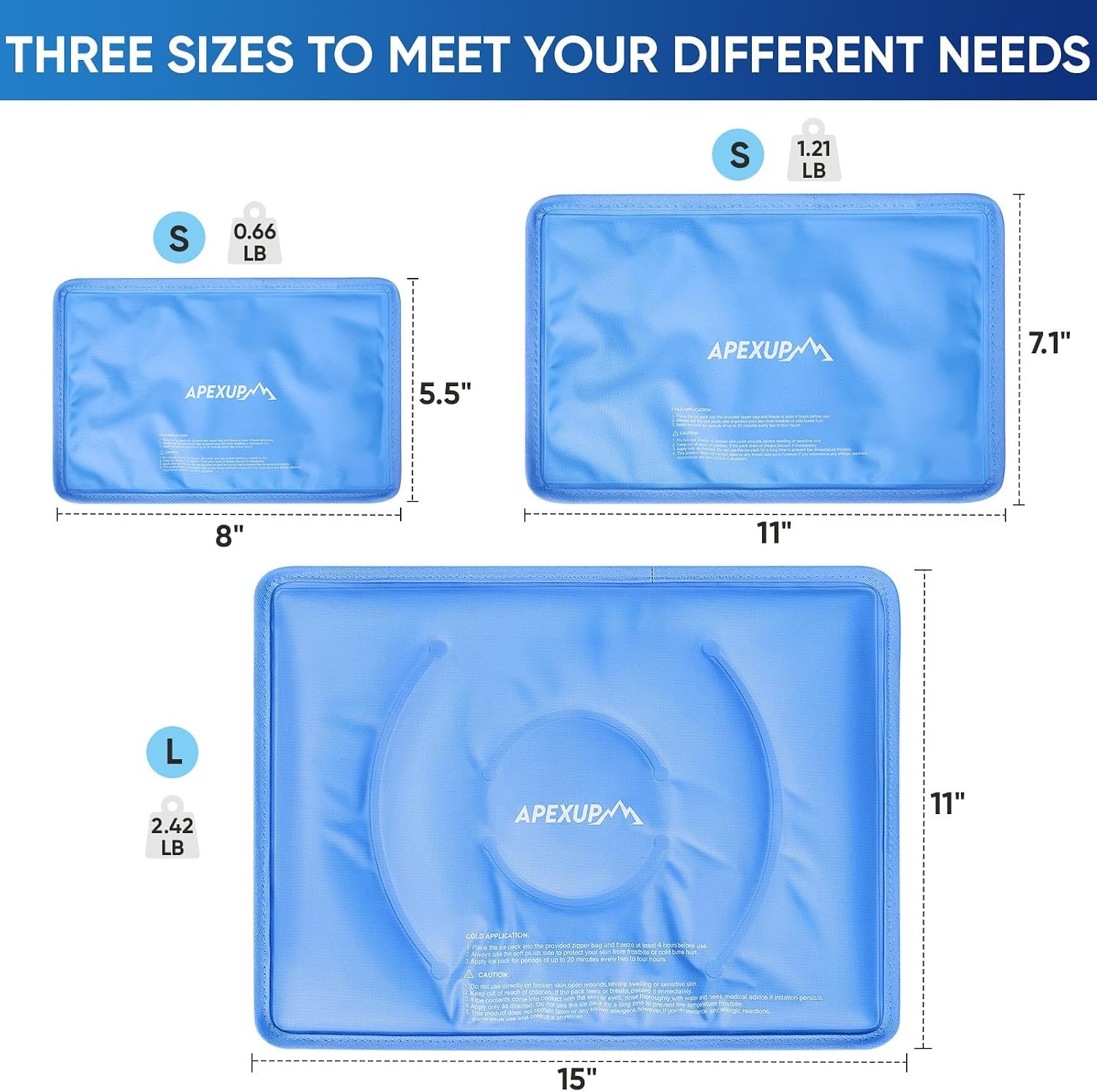 APEXUP Gel Ice Packs for Injuries Reusable, Flexible Double Sided Cold Packs for Injuries, Ice Pack for Knee, Shoulder, Back, Hip, Leg, Arm (Blue, 8"x5.5", 1PK) - Image 5