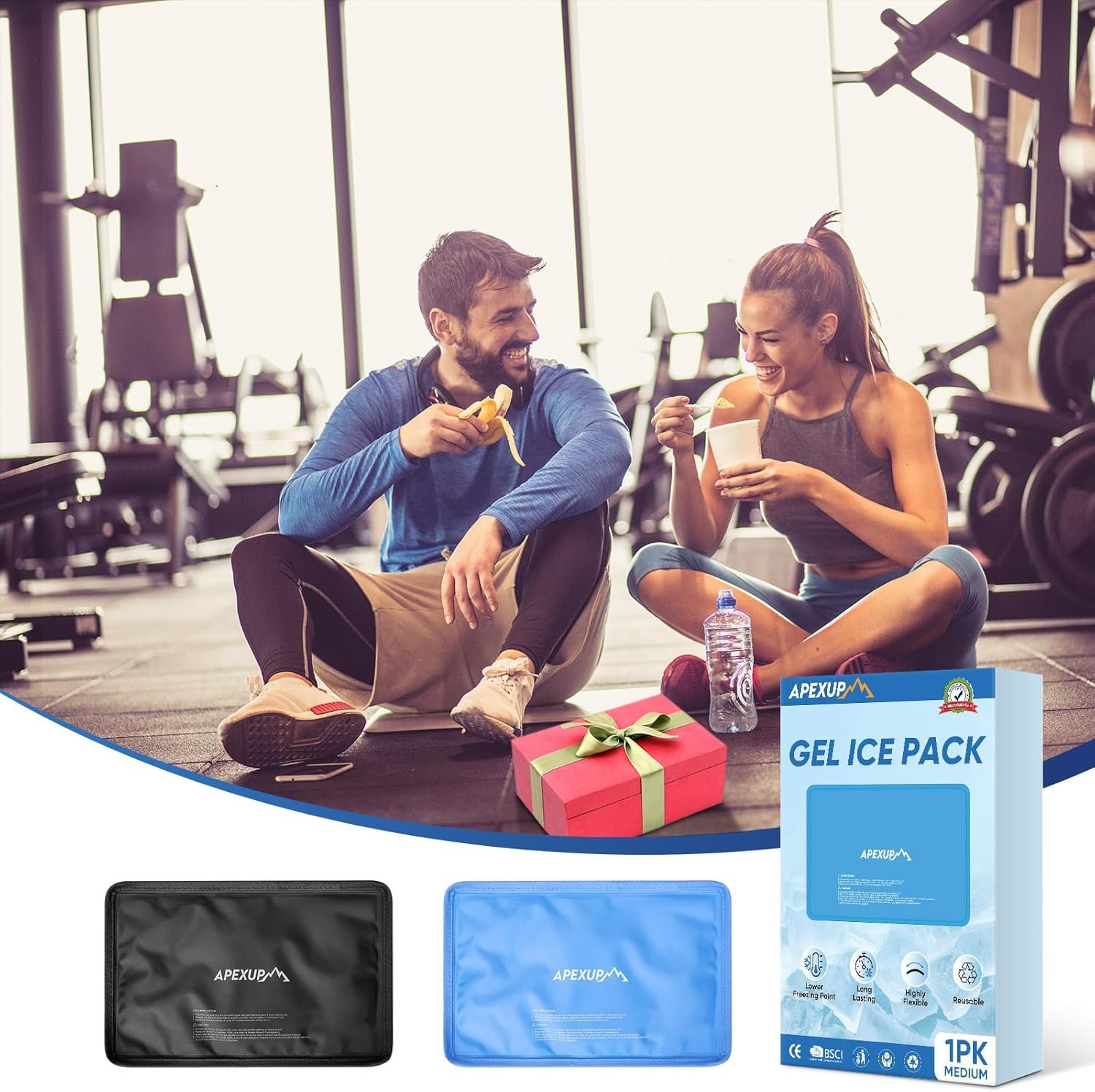 APEXUP Gel Ice Packs for Injuries Reusable, Flexible Double Sided Cold Packs for Injuries, Ice Pack for Knee, Shoulder, Back, Hip, Leg, Arm (Blue, 8"x5.5", 1PK) - Image 9