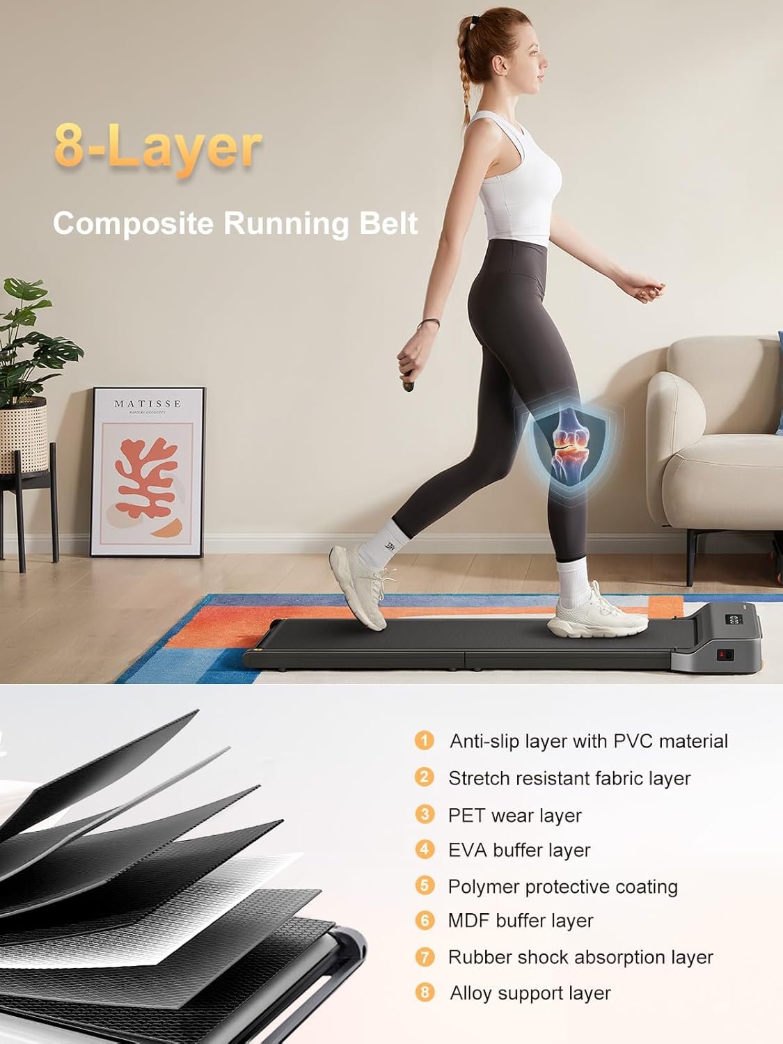 WalkingPad Z1 Foldable Walking Pad Treadmill, Under Desk Compact Design | 180° Foldable Design for Easy Storage, Space Saving, Quiet Motor and LED Display for Daily Home Office Walking and Jogging - Image 6