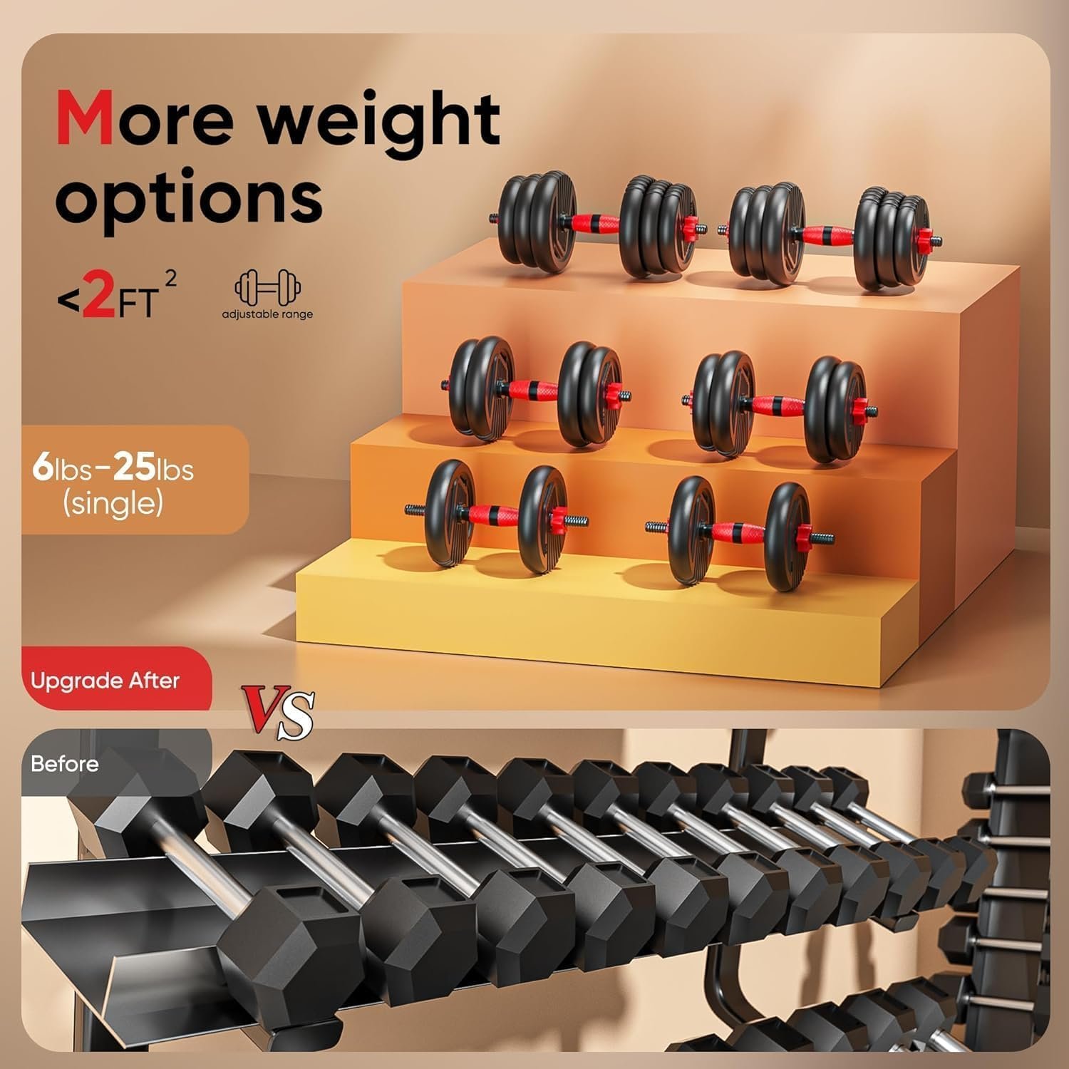 Adjustable Dumbbell set,20/30/45/70/90lbs Free Weight Set | 5 in1 Dumbbell Set with Connector,Used as Barbell,Kettlebells,Push up Stand,Fitness Exercises for Home Gym Suitable Men/Women - Image 5