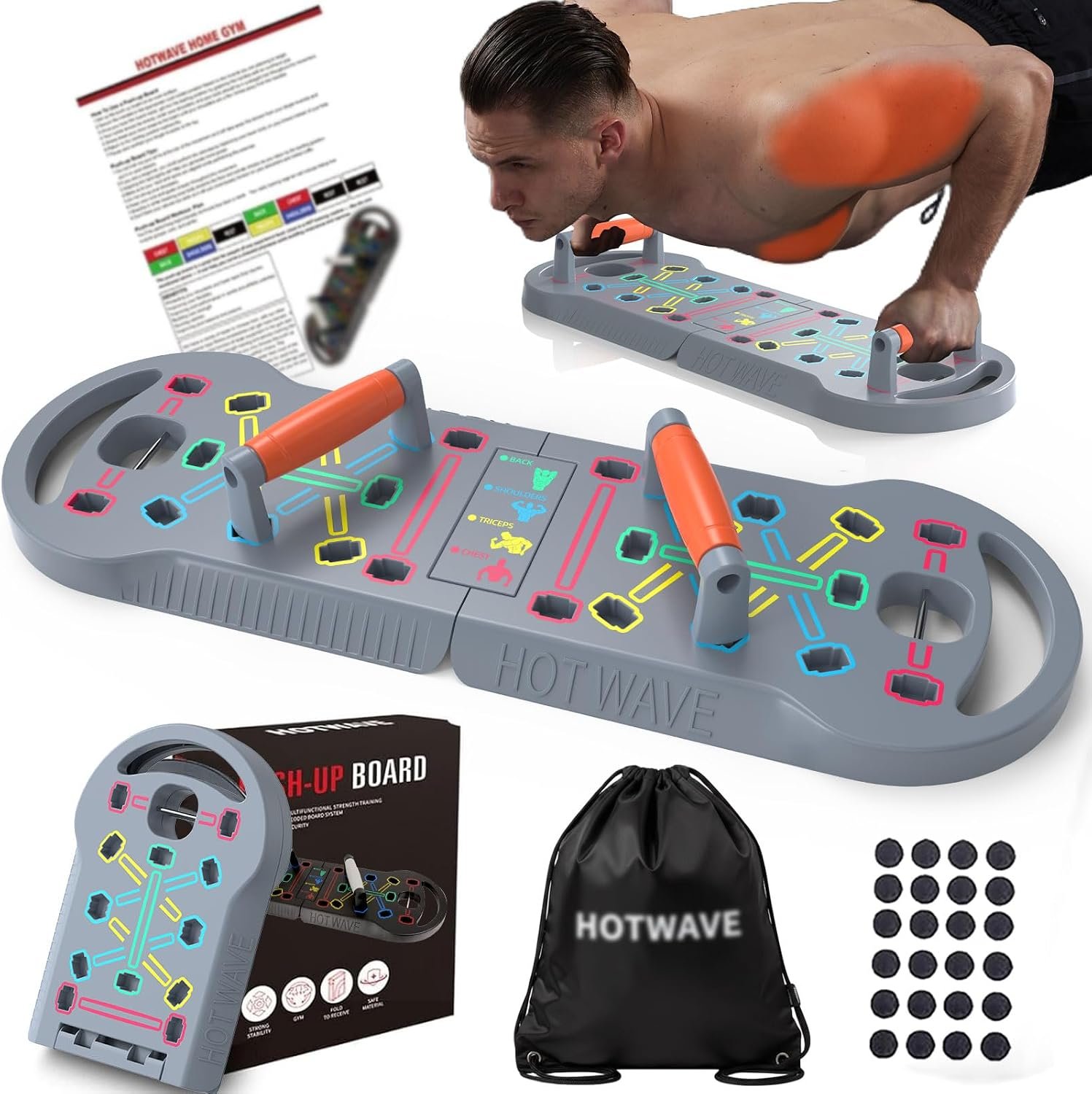 HOTWAVE Push Up Board, Portable Pus...
