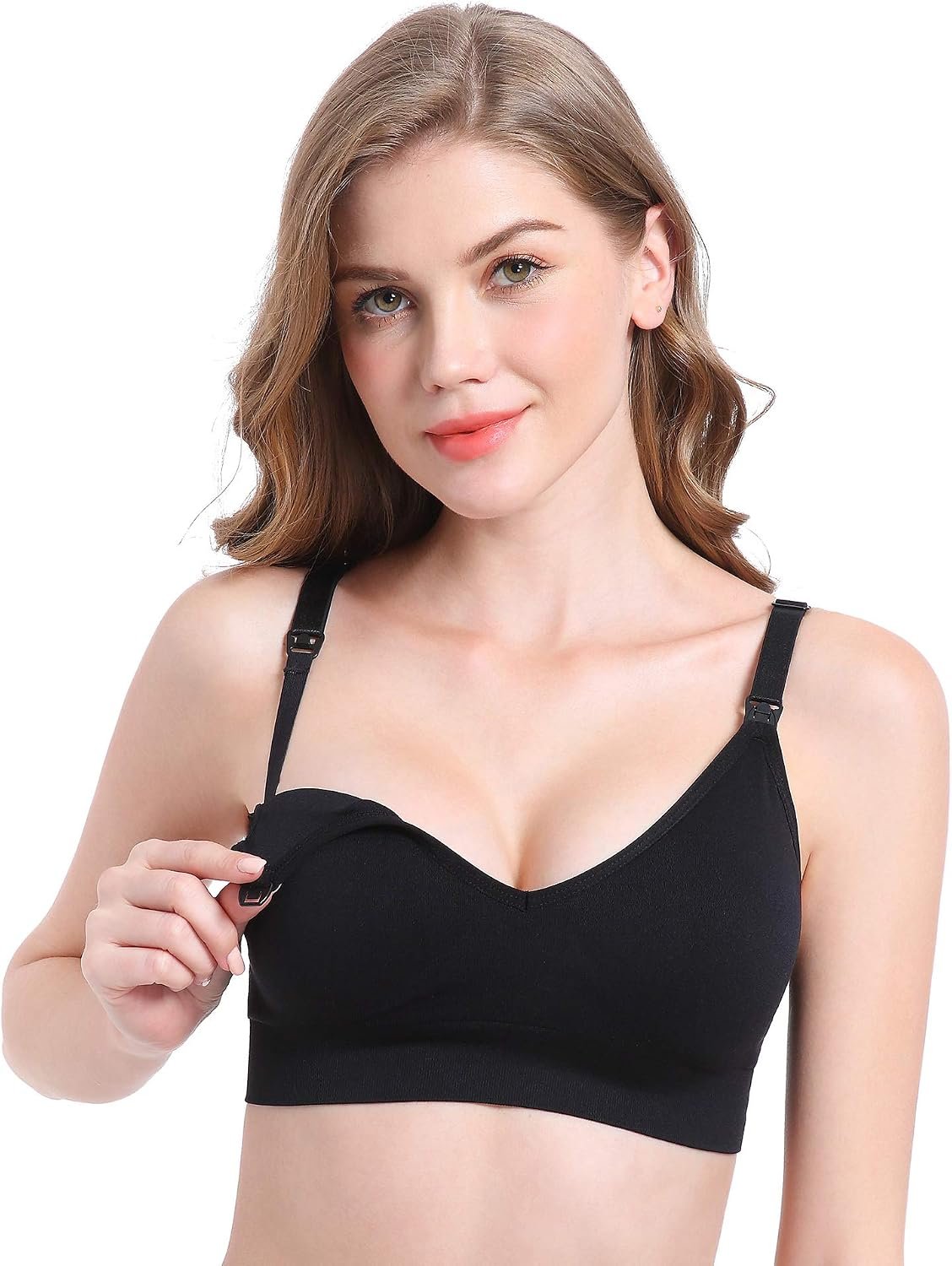Suekaphin Nursing Bra 5pack Wireless V Neck Maternity Nursing Bra Bralette Low Cut Sleeping Breastfeeding with Extenders - Image 4