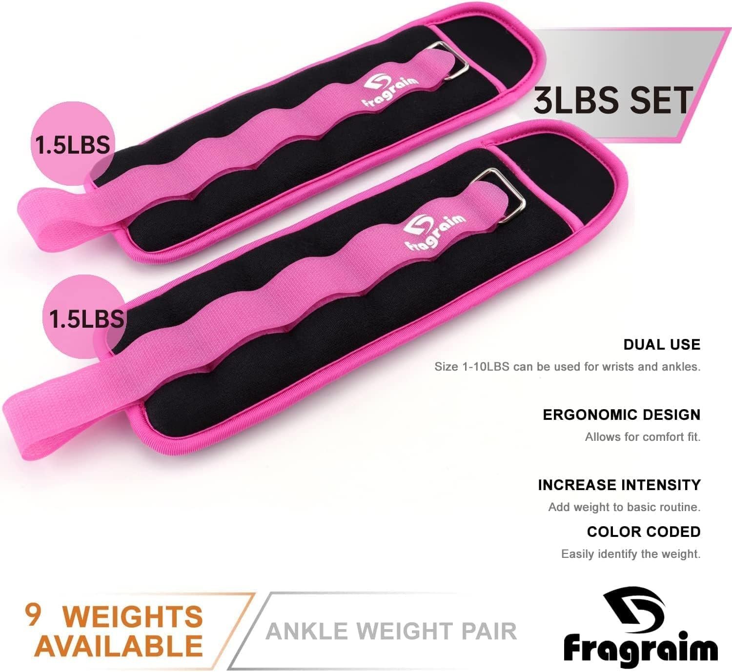 Ankle Weights for Women, Men and Kids - 1/2/3/4/6/8/10/12/15/20 LBS 1 Pair Strength Training Wrist/Leg/Arm Weight with Adjustable Strap for Jogging, Gymnastics, Aerobics, Home Fitness, Physical Therapy - Image 3