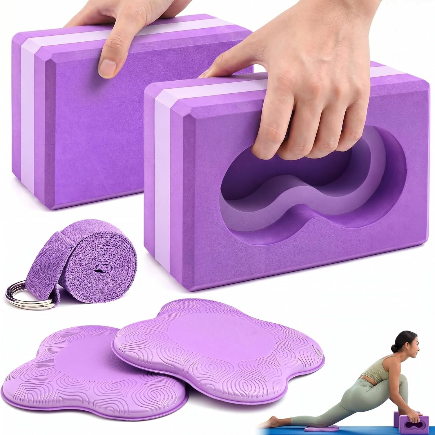 Yoga Blocks 2 Pack for Wrist Relief...