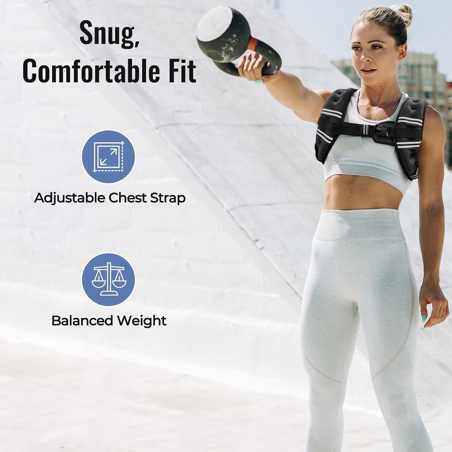 Zeerun Weighted Vest, 6lb/8lb/10lb/12lb/15lb/18lb/20lb/24lb/30lb for Men Women, Reflective Stripe Adjustable Buckle, Comfortable Durable Rucking Vest for Walking Running Strength Training - Image 3