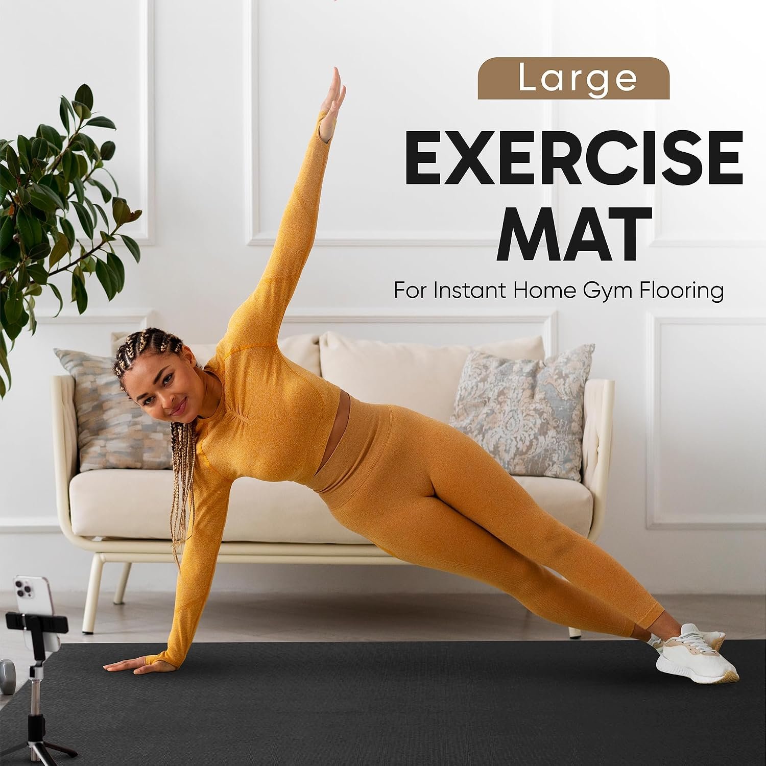 Gorilla Mats Large Exercise Mat – 6'x4', 7'x4', 7'x5', 8'x4', 10'x4' (1/4" Thick) – Ultra Durable Workout Mat for Home Gym Flooring – Non-Slip, Flat Fitness, Yoga & Weight Lifting Floor Mat - Image 9