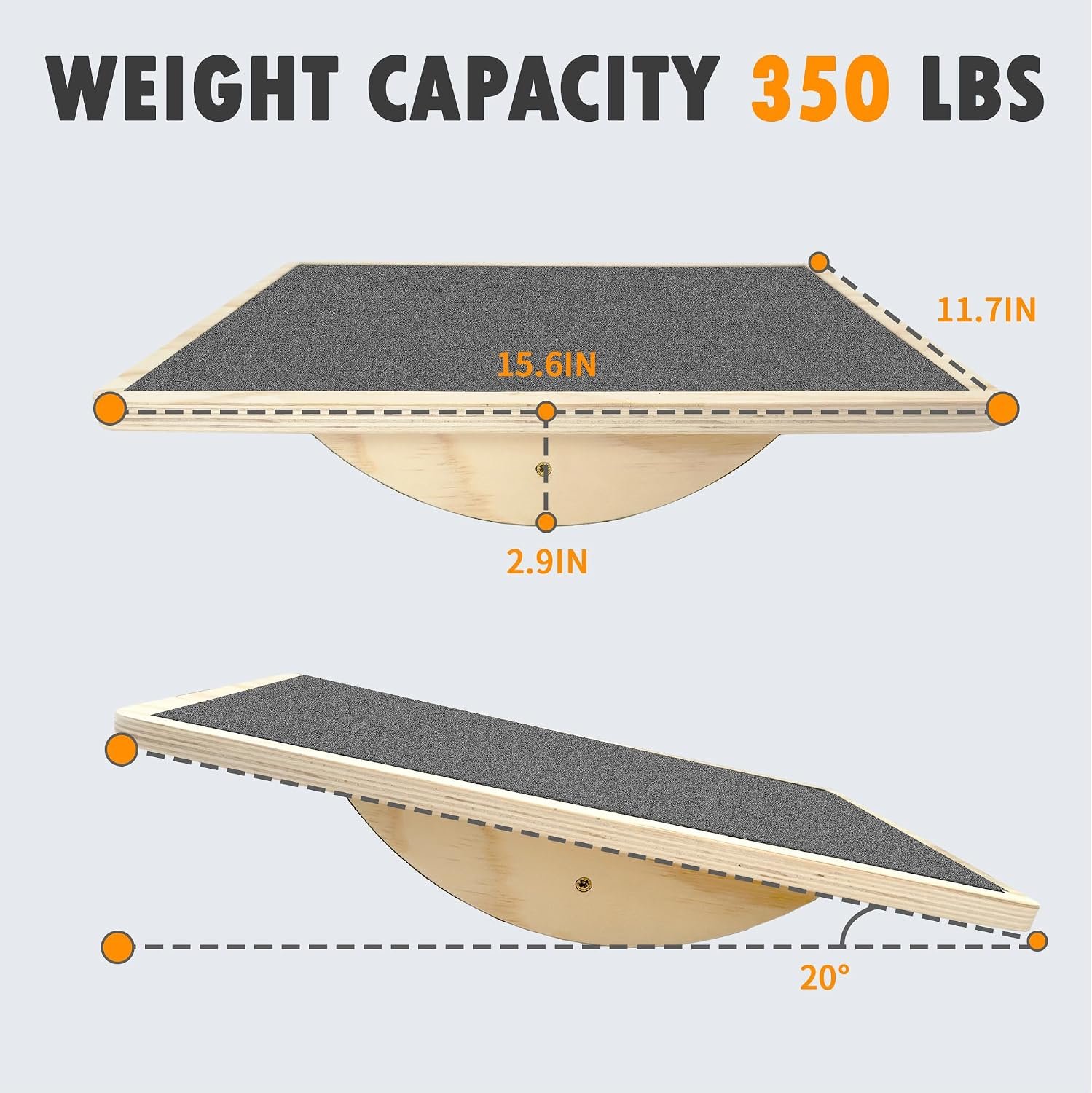 Balance Board Professional Wobble Board for Adults Anti-Slip for Physical Therapy Standing Desk Core Strength Wooden Rocker Board(350LBS) - Image 2