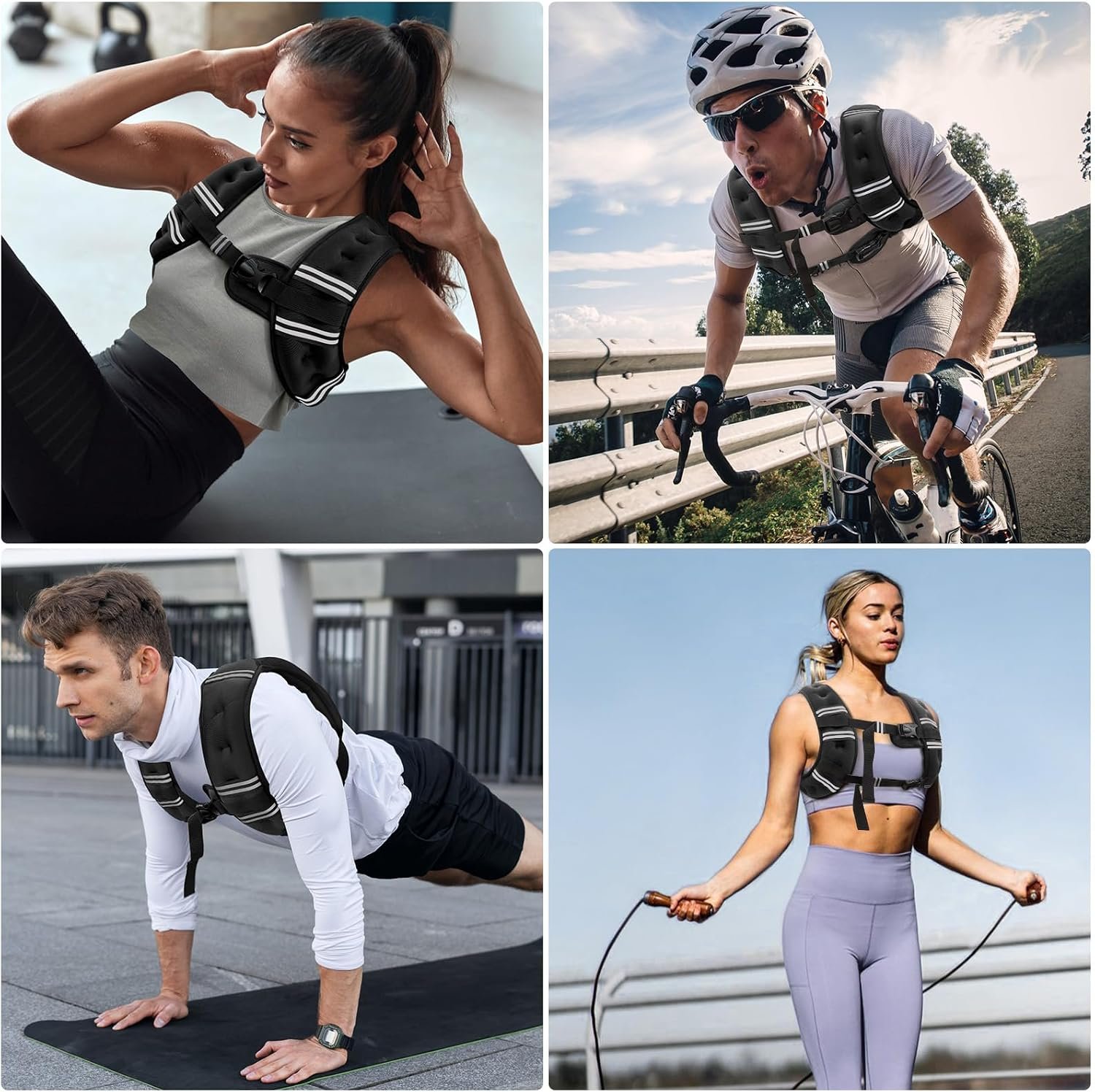Zeerun Weighted Vest, 6lb/8lb/10lb/12lb/15lb/18lb/20lb/24lb/30lb for Men Women, Reflective Stripe Adjustable Buckle, Comfortable Durable Rucking Vest for Walking Running Strength Training - Image 7