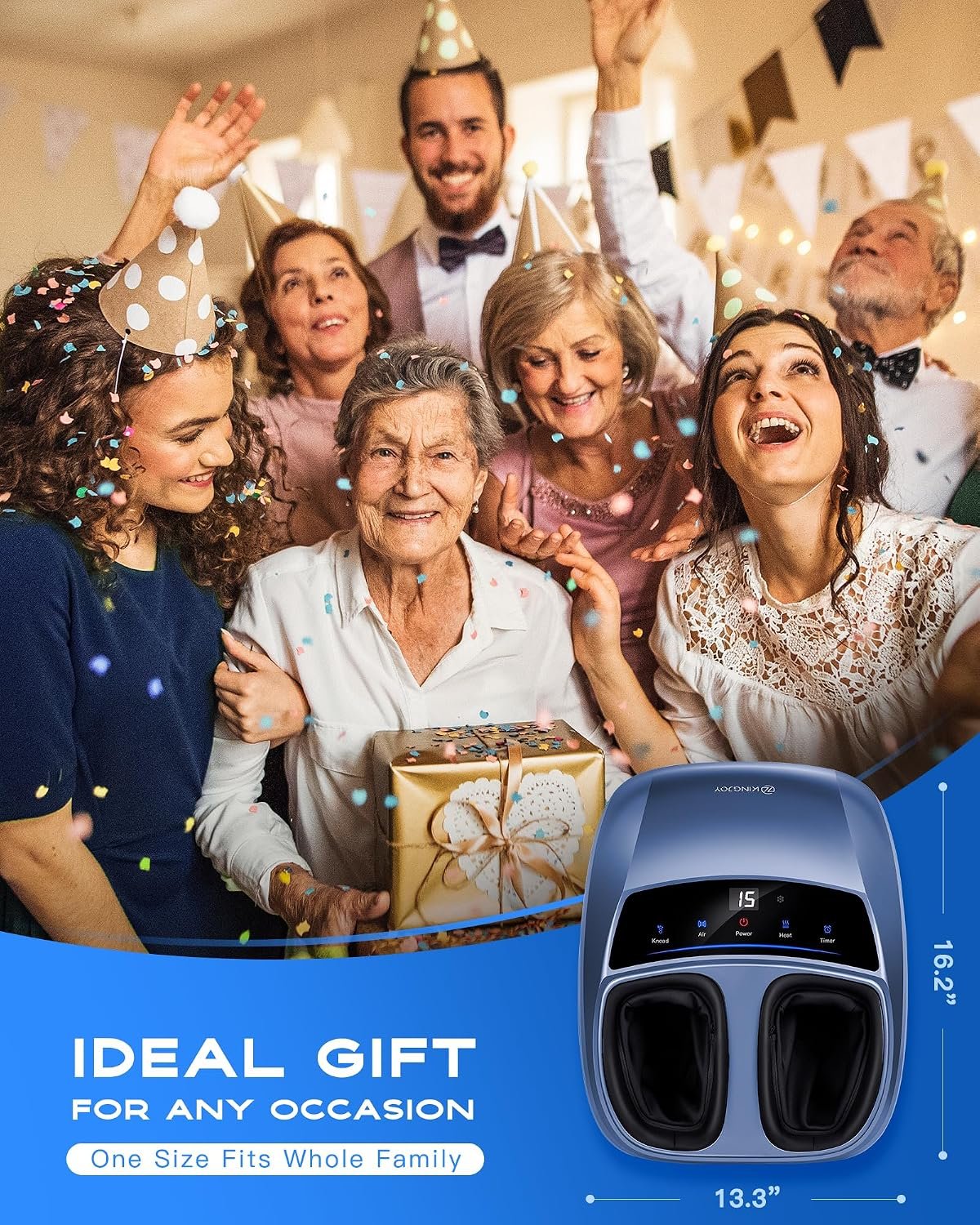 KINGJOY Foot Massager with Heat for Neuropathy and Plantar Fasciitis Relief | Deep Kneading FSA Eligible HSA Shiatsu feet massager, Multi-Level Modes, Remote Control, Self Care Gift for Mom Dad,Size 14 - Image 10