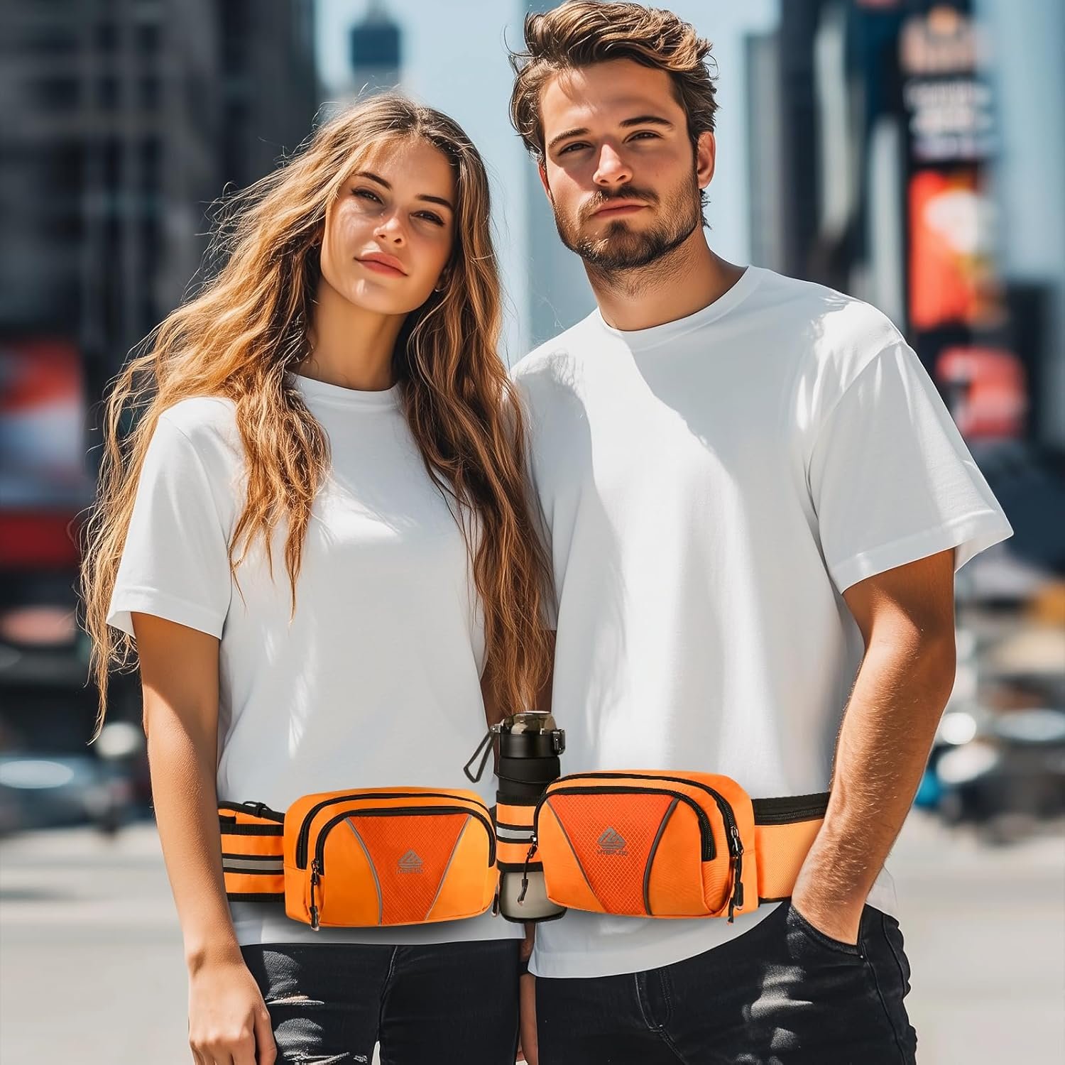 Fanny Pack for Men Women Waist Bag with Water Bottle Holder for Hiking, Travel,Dog Walking, Workout (Orange) - Image 6