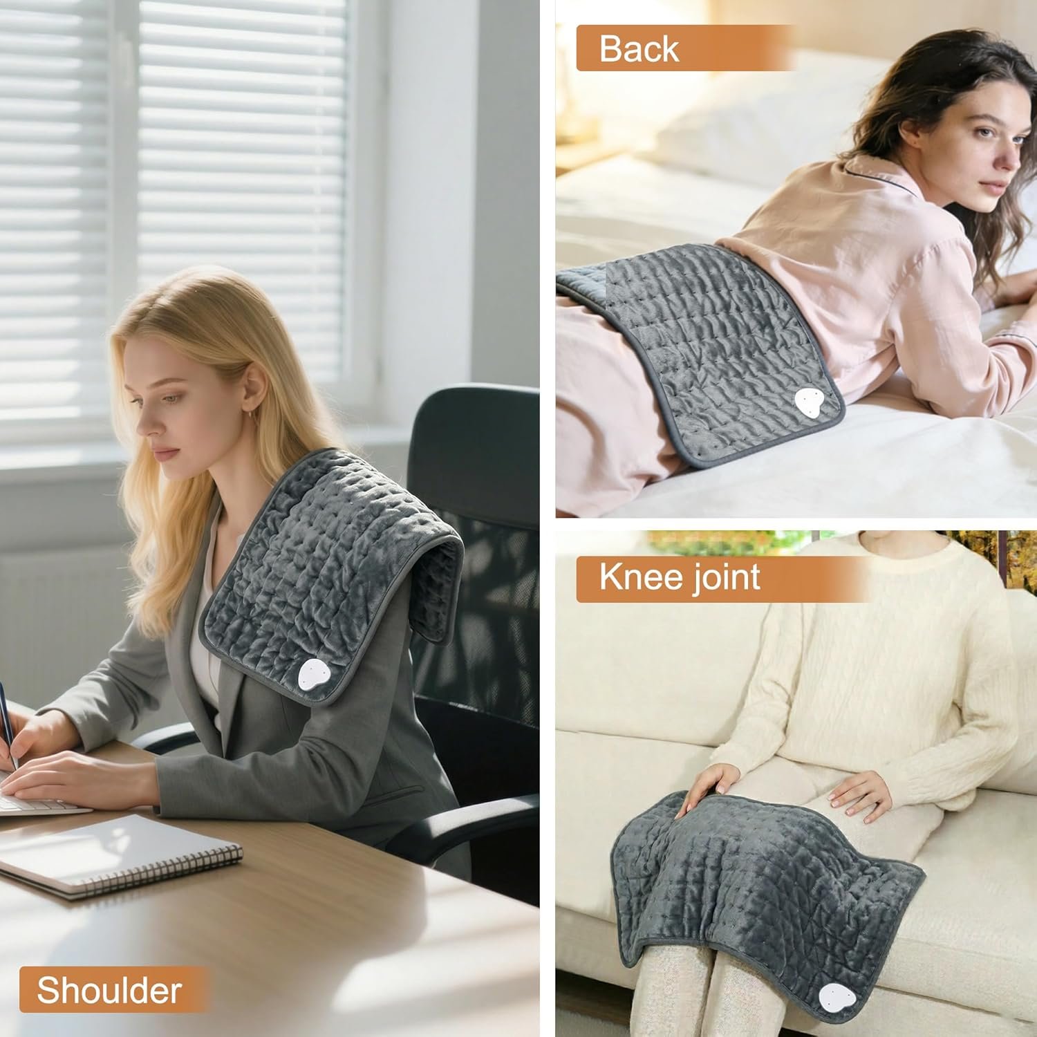 Electric Heating pad with 6 Heat Settings, Auto Shut Off, Dry Electric Heating for Back Neck Knee Arms Legs Shoulder Heat Pads for Christmas Birthday Father Mother's Day (24"X12", Gray Green) - Image 5