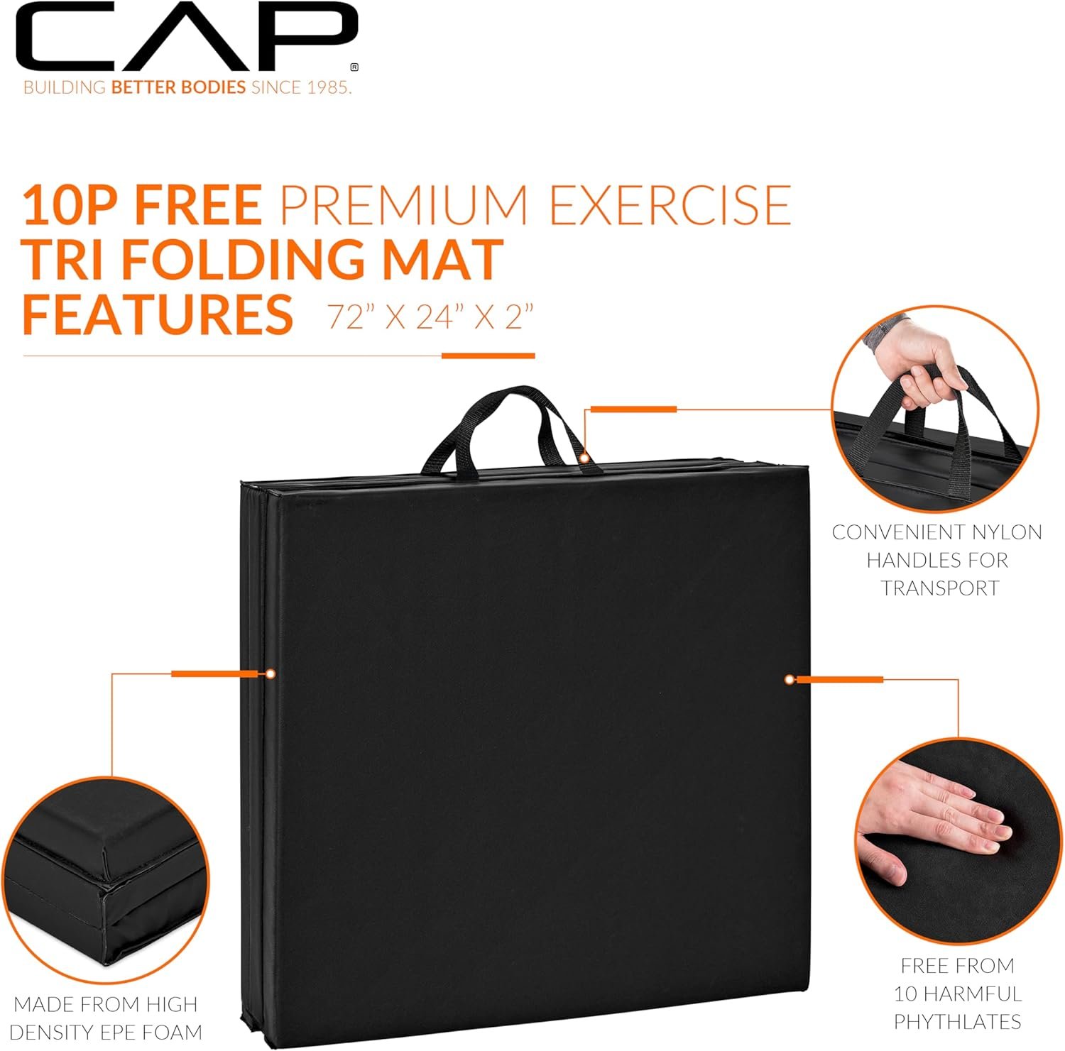 CAP Barbell All Purpose Folding Anti Tear Exercise Training Aerobic Fitness Gym & Gymnastics Balance Mat | Multiple colors - Image 3
