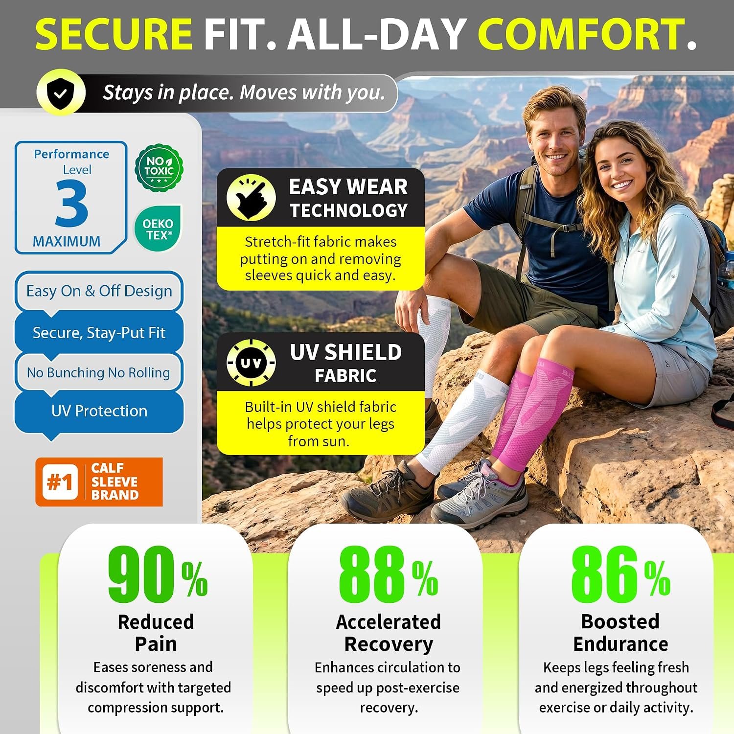 BLITZU Calf Compression Sleeves, Footless Compression Socks for Men & Women | Leg Support Brace, Shin Splint Pain Relief, Reduce Varicose Vein Swelling, Muscle Recovery, Running, Nursing, Fitness, Travel - Image 5
