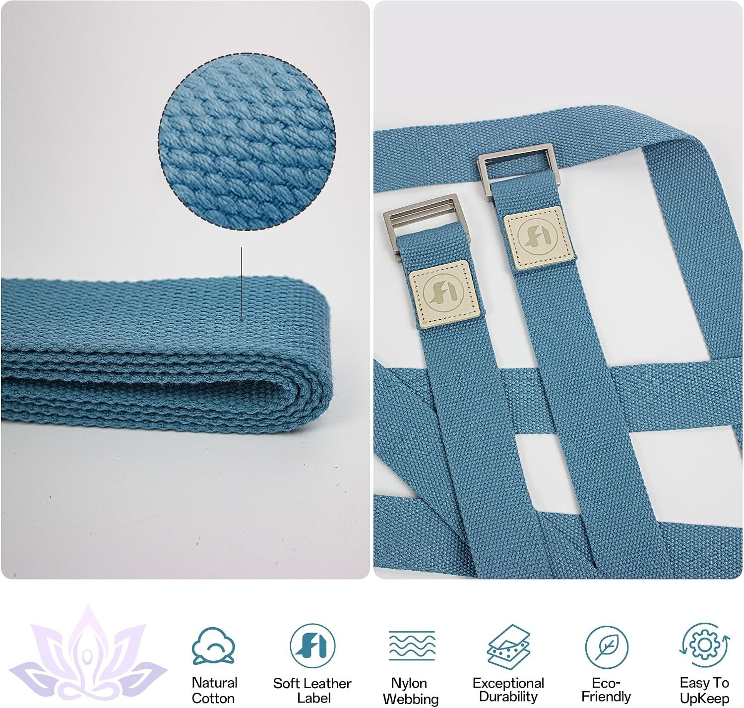 Yoga Straps 1.8M or 2.5M, Durable Cotton Yoga Straps for Stretching, Adjustable Yoga Belt Strap for Yoga, Dance, Gym Workouts - Image 3