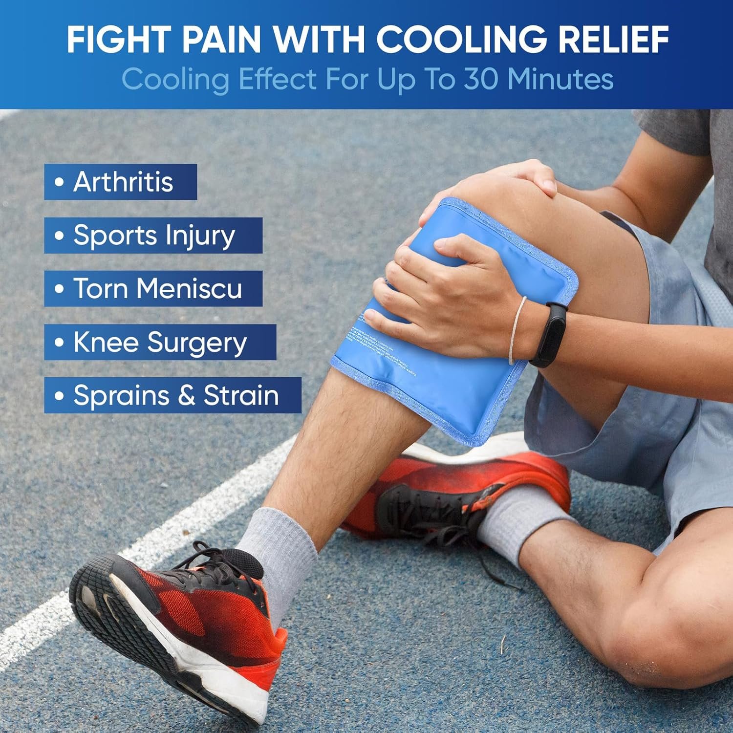 APEXUP Gel Ice Packs for Injuries Reusable, Flexible Double Sided Cold Packs for Injuries, Ice Pack for Knee, Shoulder, Back, Hip, Leg, Arm (Blue, 8"x5.5", 1PK) - Image 7