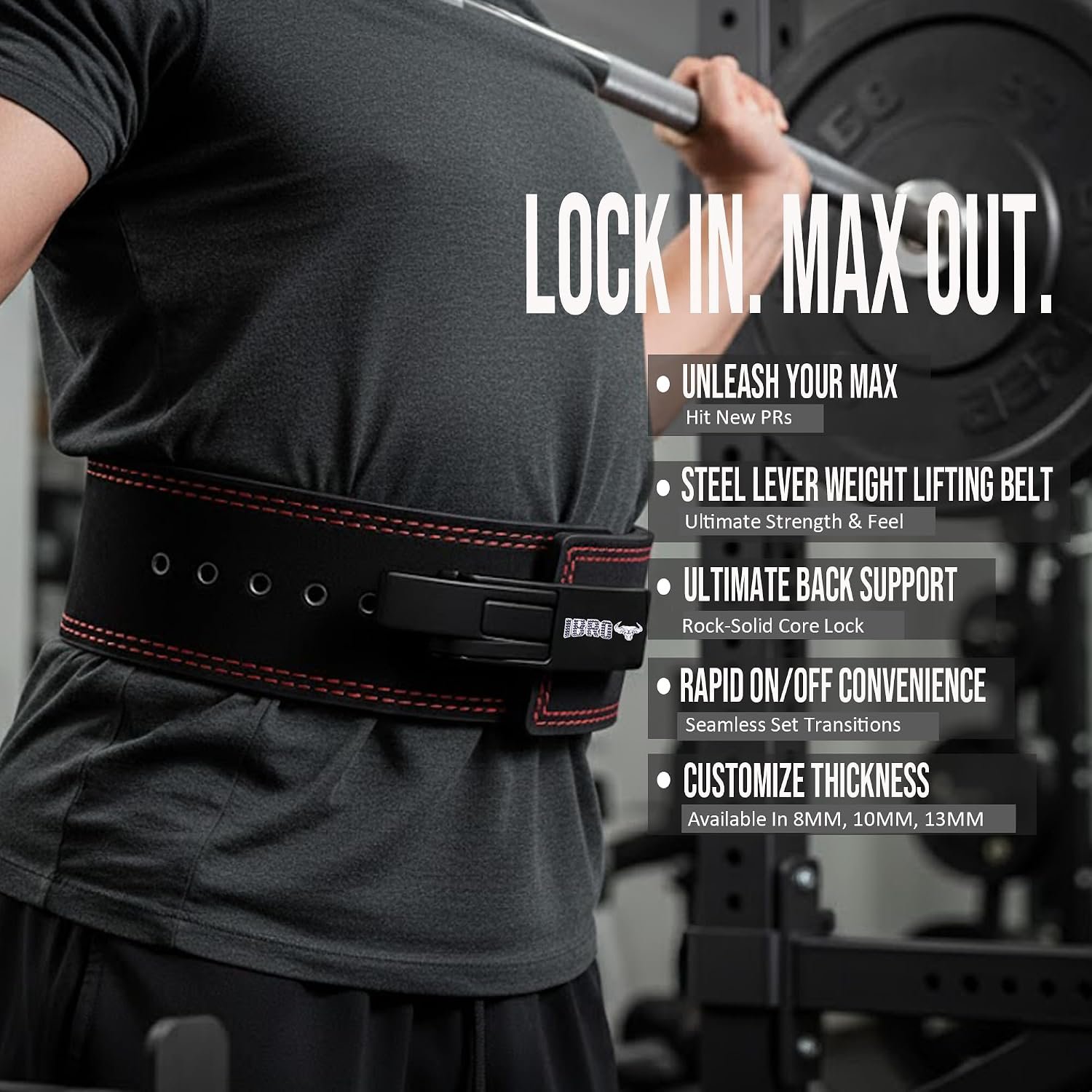 IBRO Powerlifting Lever Gym Belt – Power 8MM, 10MM or 13MM Extreme Heavy Duty Genuine Leather Belts - Squats Deadlifts Bodybuilding Weight Lifting IPF Power Lifting Strongman for Men - Image 3