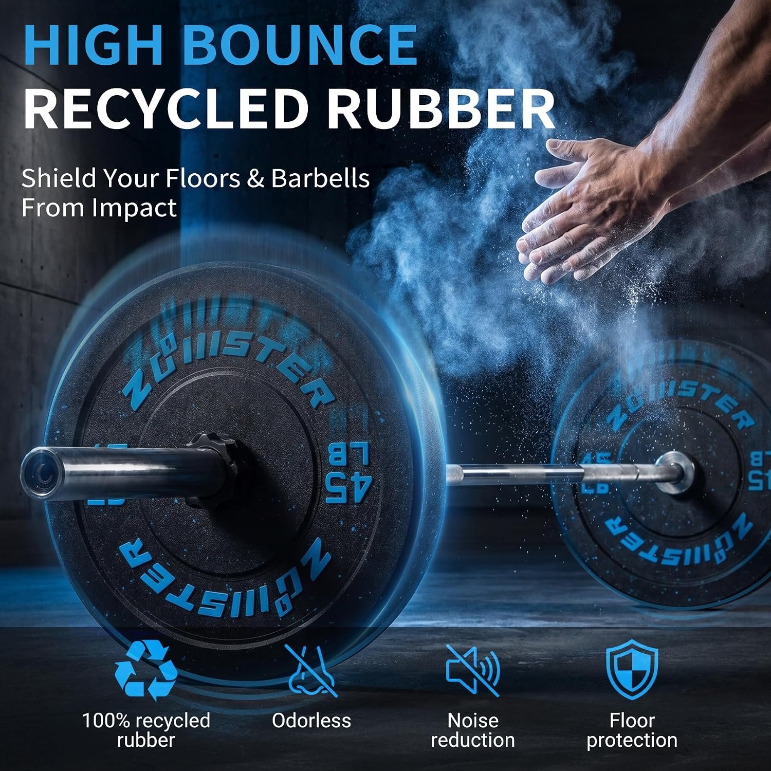 2-Inch Bumper Plate, Olympic Weight Plate HIGH BOUNCE | ODOR-FREE | NOISE-REDUCING | ABSORB IMPACT Bumper Weight Plate with Steel Insert Strength Training Weight Lifting Plate - Image 2
