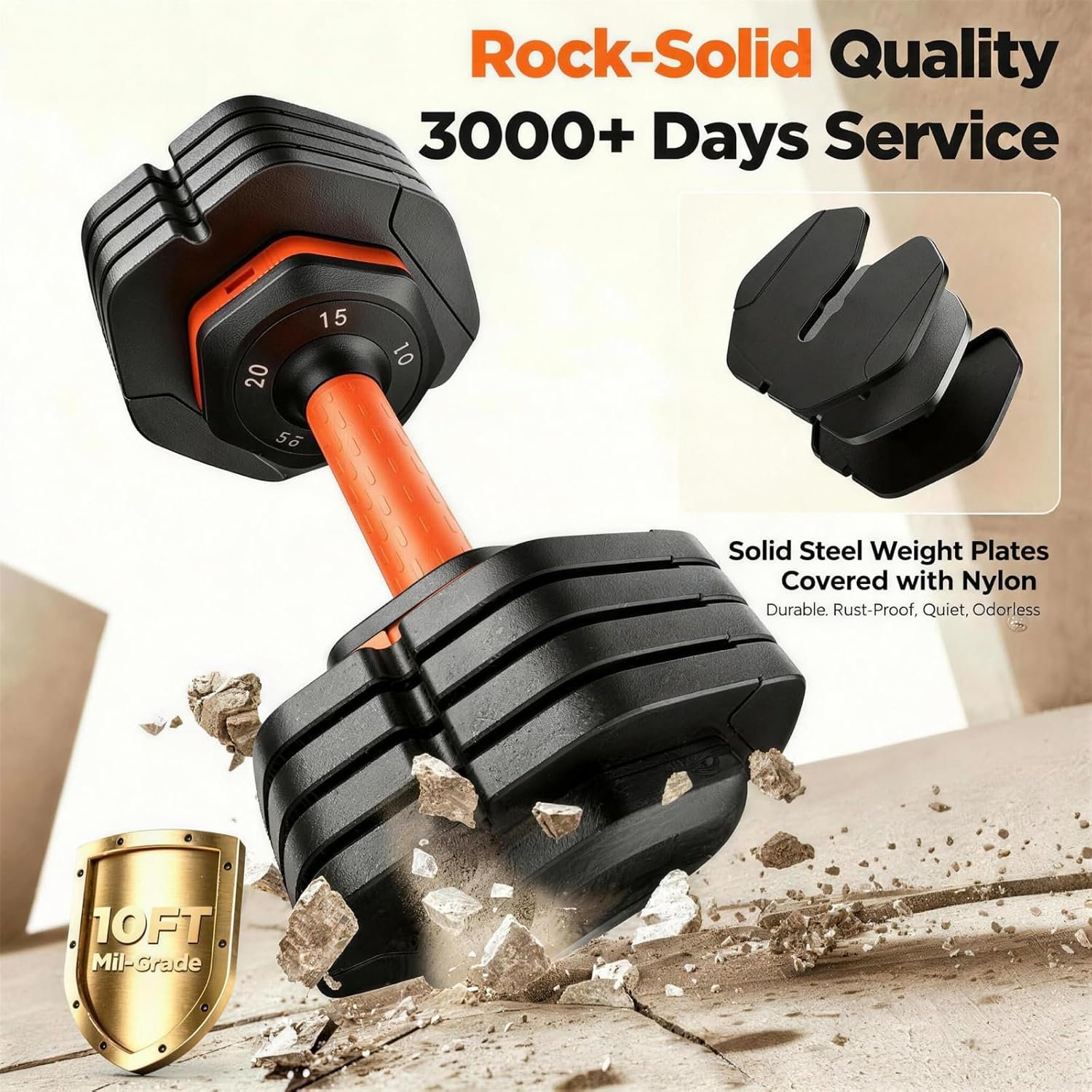 2026 FDB2 Updated Adjustable Dumbbell Set of 2, 5-in-1/10-in-1 Weights Dumbbell Set with Storage Box, 25lbs/55lbs Adjustable Weights with Anti-slip Silicone Grip, Weight Set For Home Gym Suit both Men and Women - Image 5