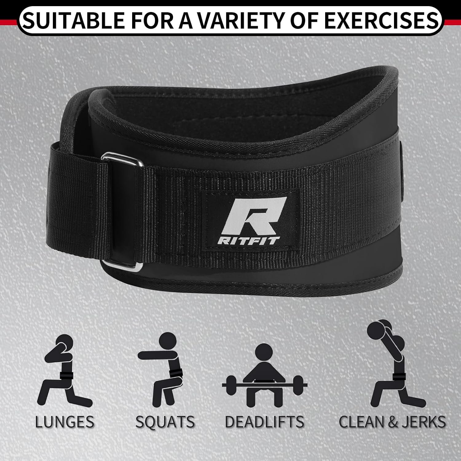 RitFit Weight Lifting Belt 6 Inch for Squats Deadlift Strength Training | Padded Lumbar Support, Self-Locking Gym Belt for Men & Women, Squats, Lunges, Deadlift, Thrusters - Image 4