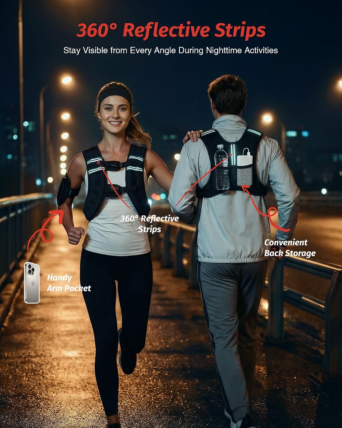 ZELUS Weighted Vest, 6lb/8lb/12lb/16lb/20lb/25lb/30lb Weight Vest with Reflective Stripe for Workout, Strength Training, Running, Fitness, Muscle Building, Weight Loss, Weightlifting - Image 6