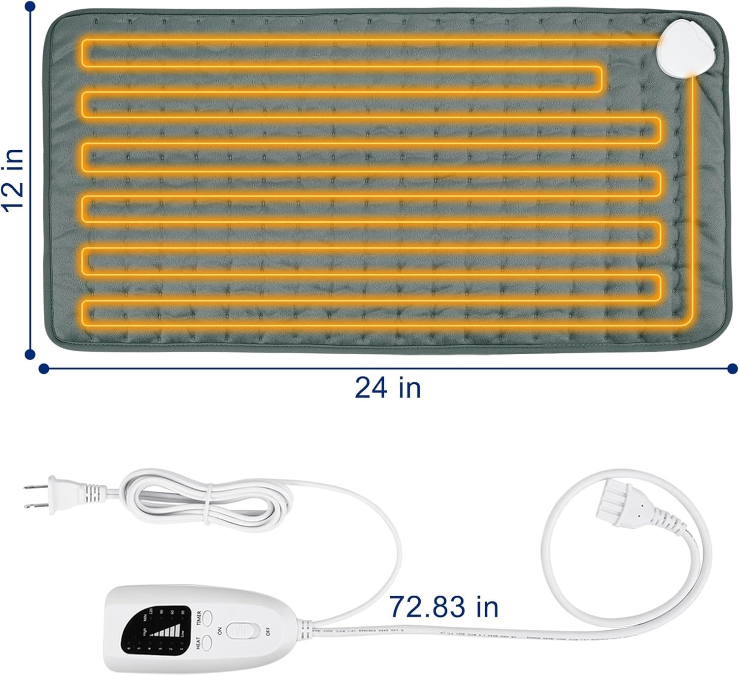 Electric Heating pad with 6 Heat Settings, Auto Shut Off, Dry Electric Heating for Back Neck Knee Arms Legs Shoulder Heat Pads for Christmas Birthday Father Mother's Day (24"X12", Gray Green) - Image 4