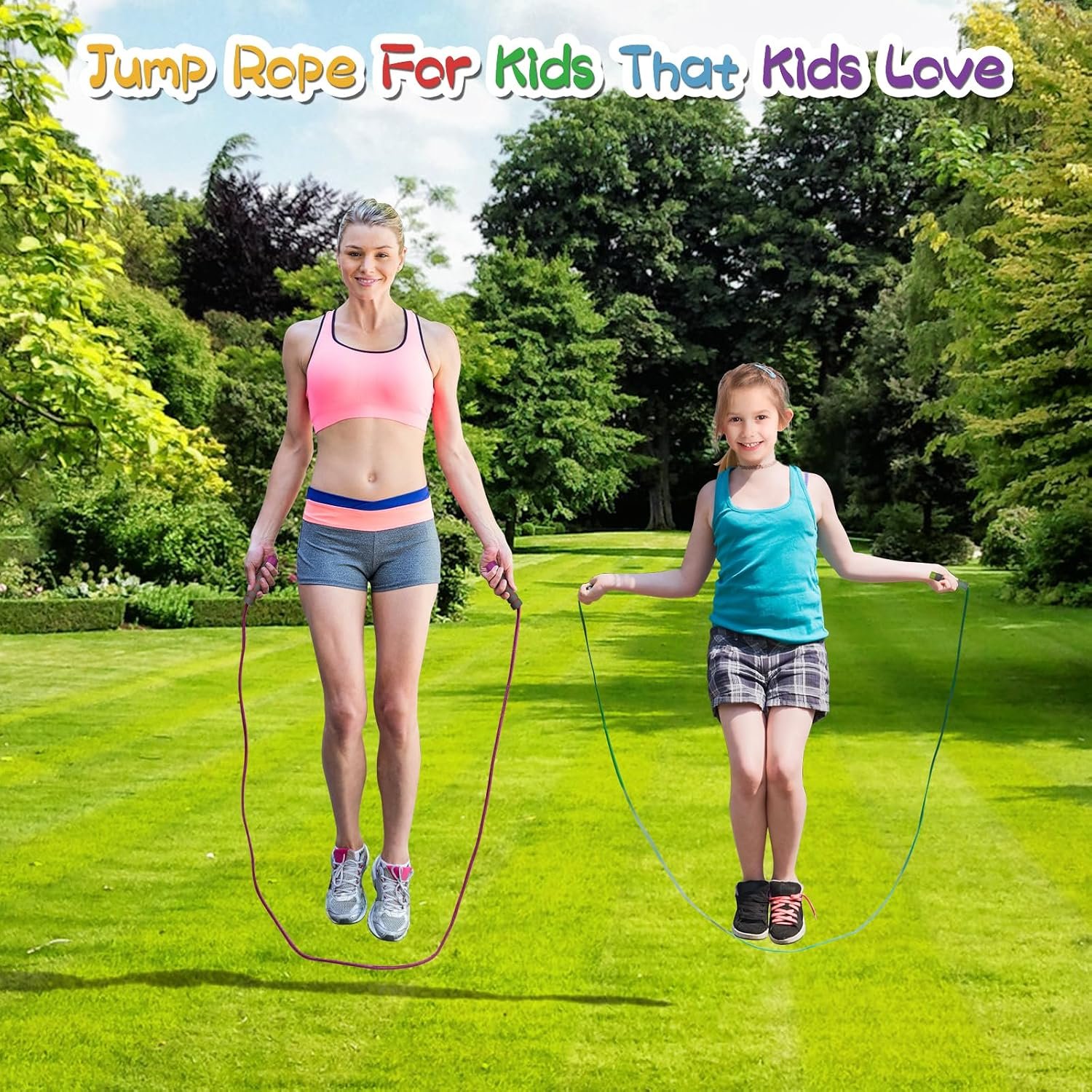 Jump Rope For Kids,Jump Rope Kids,Adjustable Soft Skipping Rope,Toddler Jump Rope With Skin-Friendly Foam Handles For Kids, Boys,Girls,Women, Men,Exercise Activity,Outdoor Fitness - Image 2