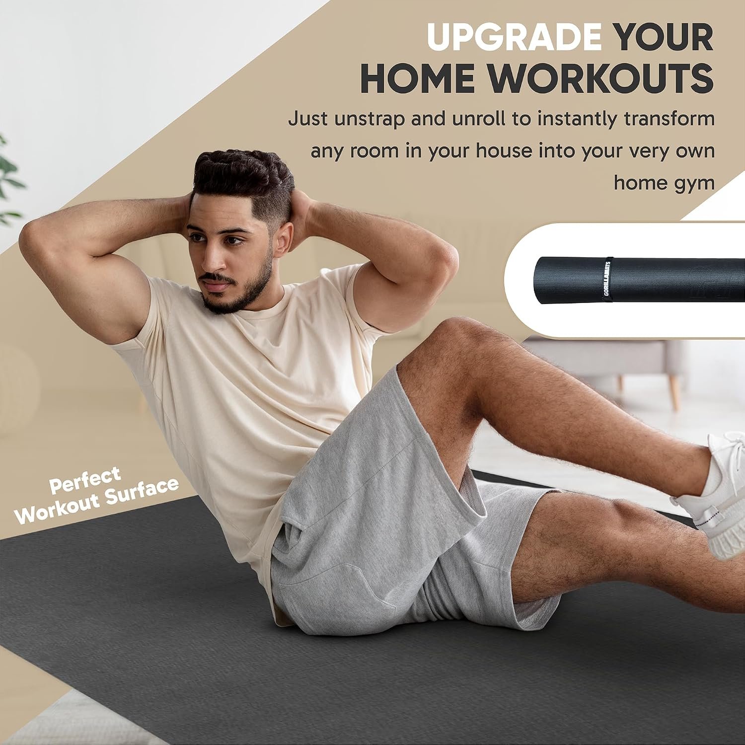 Gorilla Mats Large Exercise Mat – 6'x4', 7'x4', 7'x5', 8'x4', 10'x4' (1/4" Thick) – Ultra Durable Workout Mat for Home Gym Flooring – Non-Slip, Flat Fitness, Yoga & Weight Lifting Floor Mat - Image 2