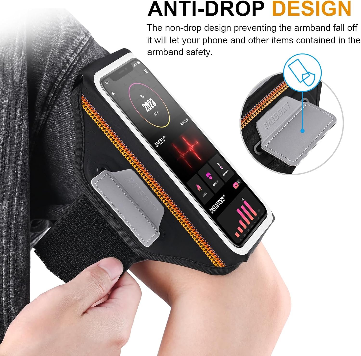 Running Armband with Earphone Bag Cell Phone Armband for iPhone 17 16 15 Pro 14 Plus 13 11 XR, Galaxy S24/S10 Water Resistant Sports Phone Holder Case & Zipper Slot Car Key Holder for 6.9 inch Phone - Image 6
