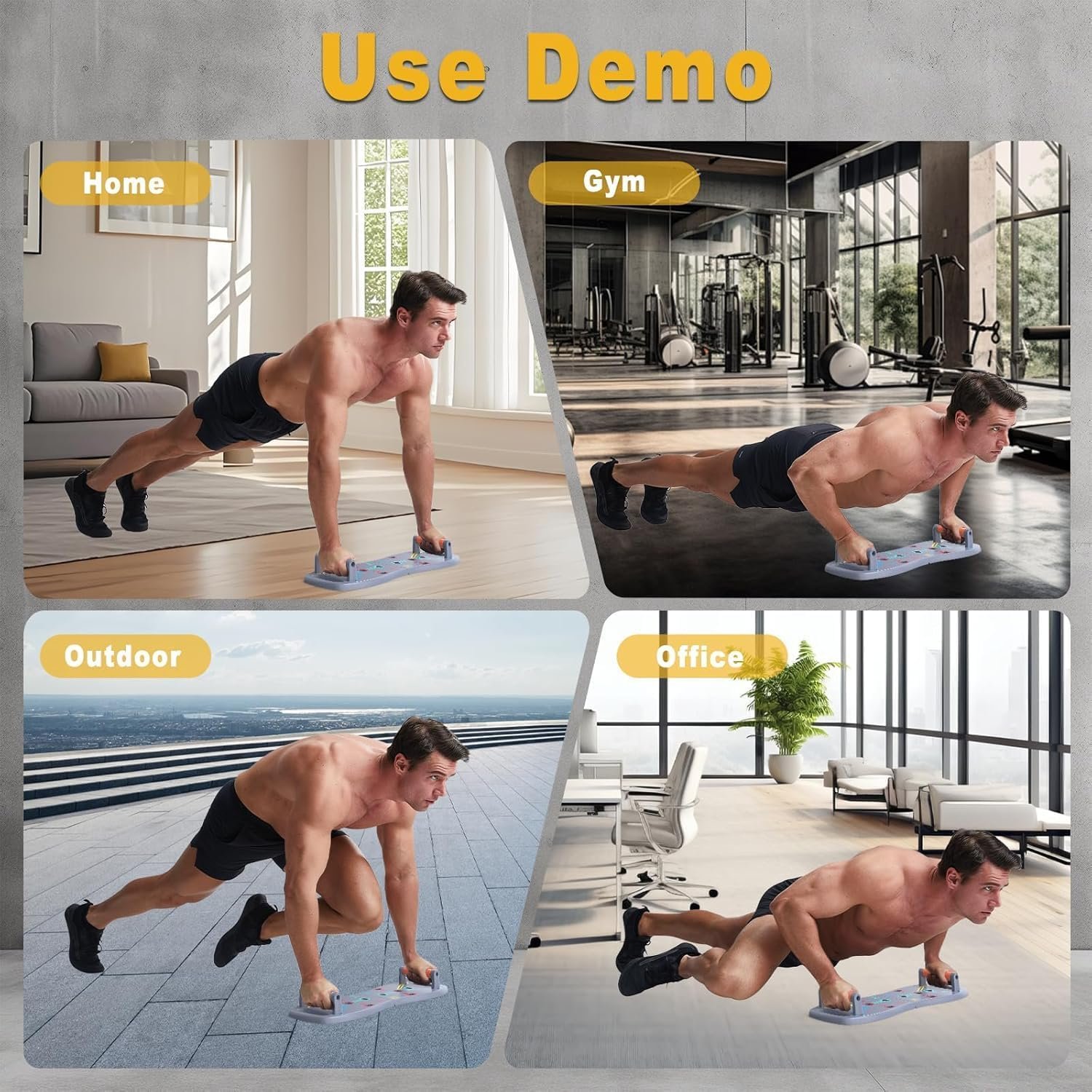 HOTWAVE Push Up Board, Portable Pushup Board for Men, Foldable Push Up Bar | Multifunctional Pushup Handles for Floor, Strength Training Equipment for Home Gym, Suitable for Beginners and Teenagers - Image 8