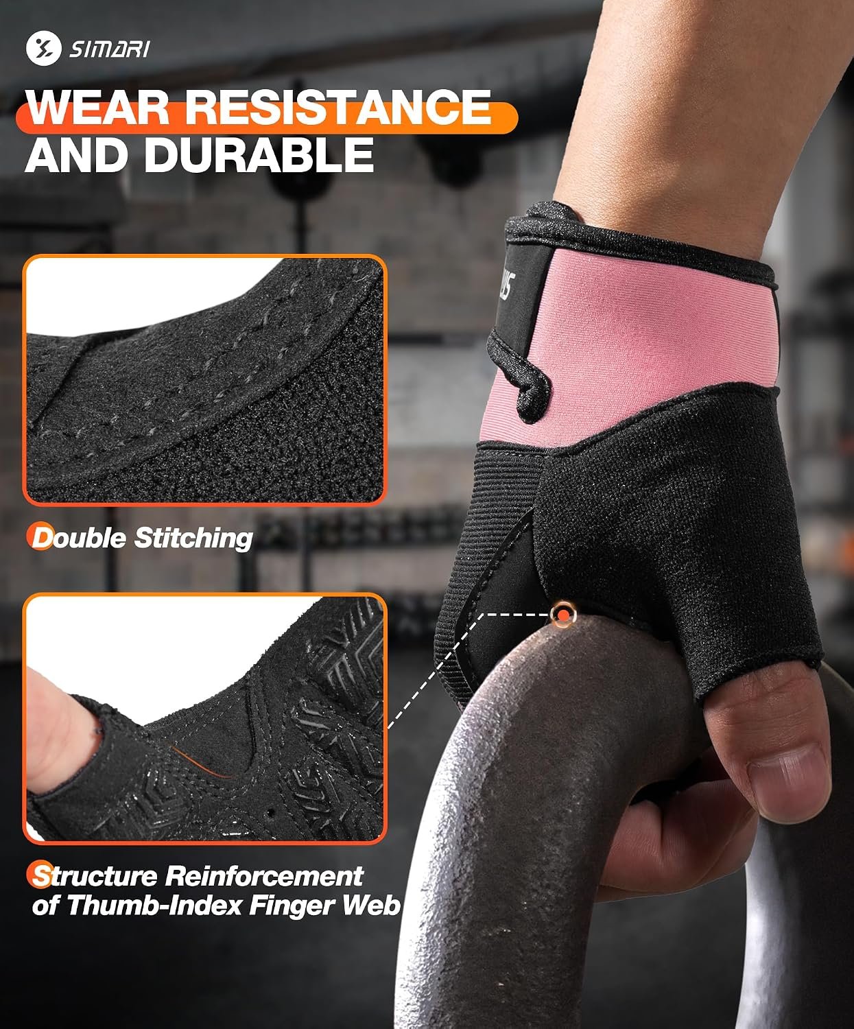 SIMARI Breathable Workout Gloves with Cushion Pad/Grip/Reduce Calluses, Weight Lifting Gloves for Gym Exercise, Cycling, Weightlifting Training, Fitness, Pilates, Kayaking, Gift for Men & Women - Image 4