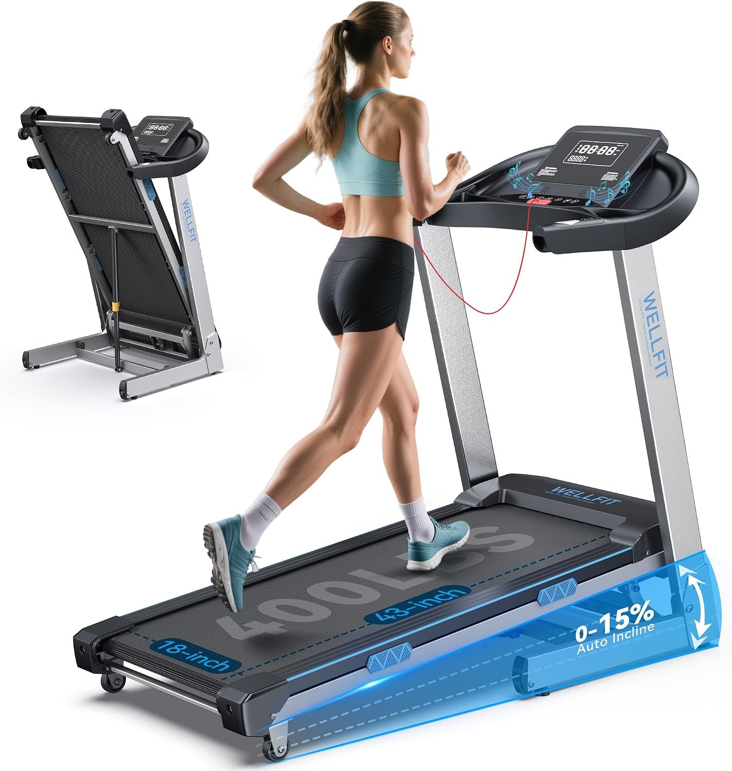 15% Auto Incline Foldable Treadmill...