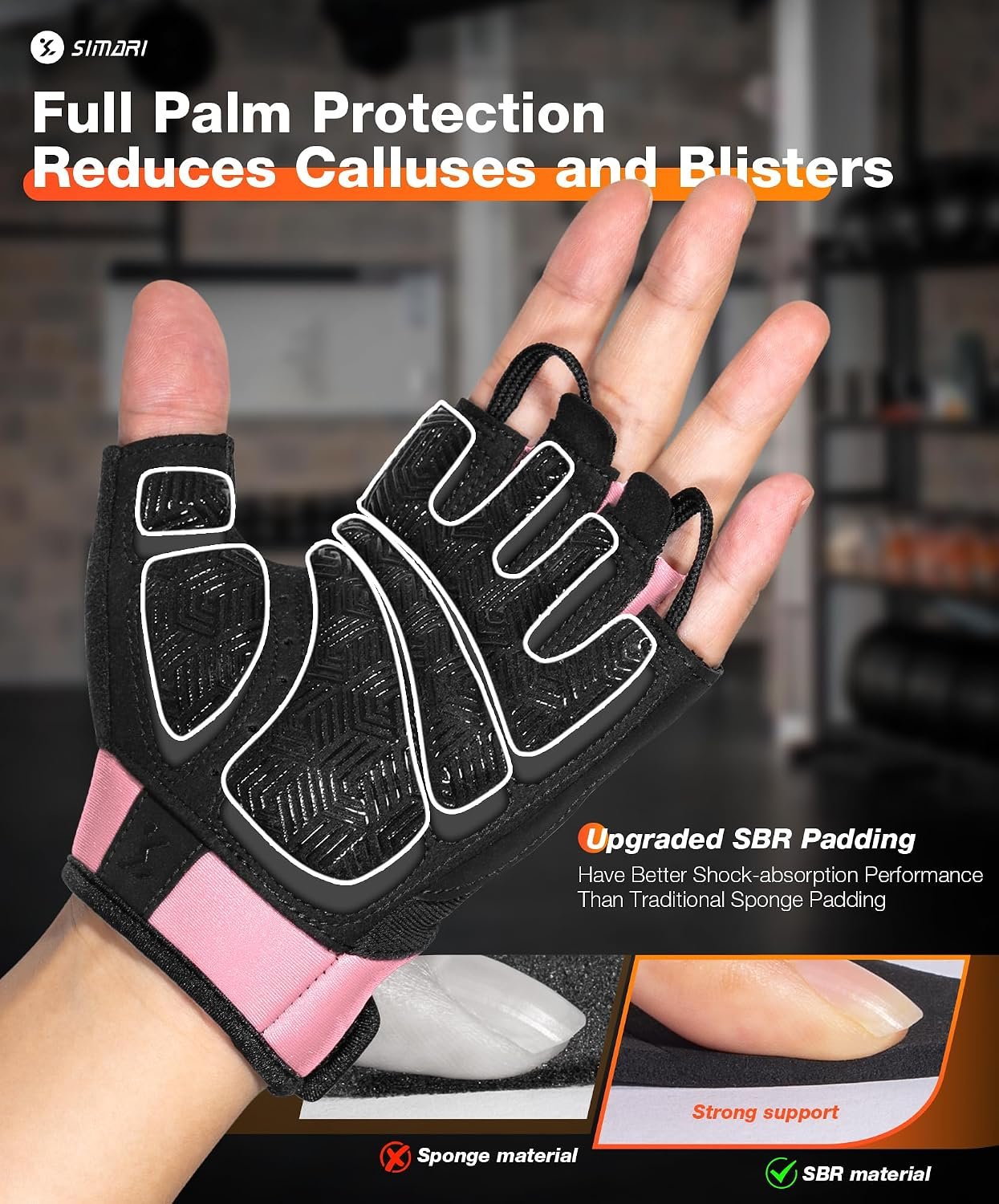 SIMARI Breathable Workout Gloves with Cushion Pad/Grip/Reduce Calluses, Weight Lifting Gloves for Gym Exercise, Cycling, Weightlifting Training, Fitness, Pilates, Kayaking, Gift for Men & Women - Image 2
