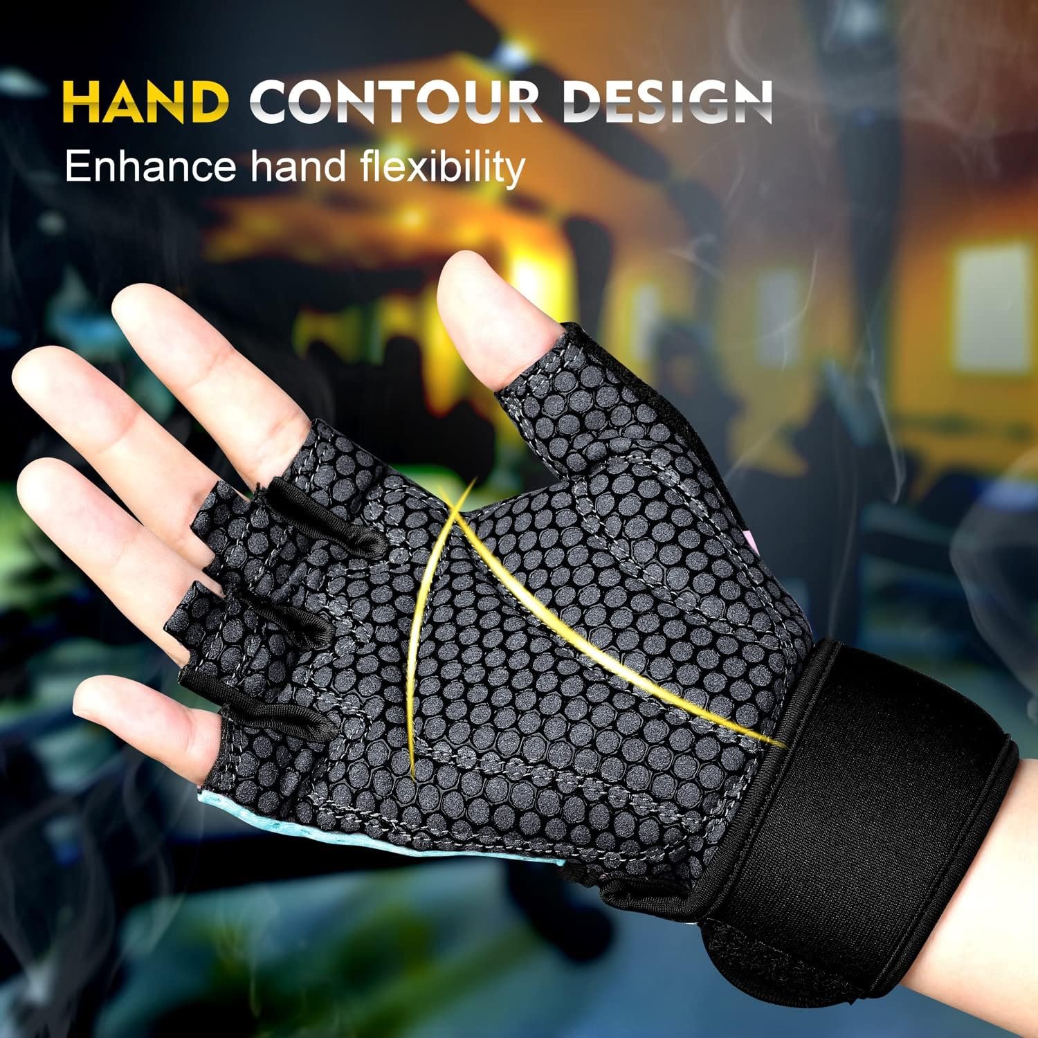 ihuan Breathable Weight Lifting Workout Gym Gloves: Fingerless Exercise Wrist Support | Enhance Palm Protection | Extra Grip for Fitness |Training | Rowing | Pull-ups - Image 4